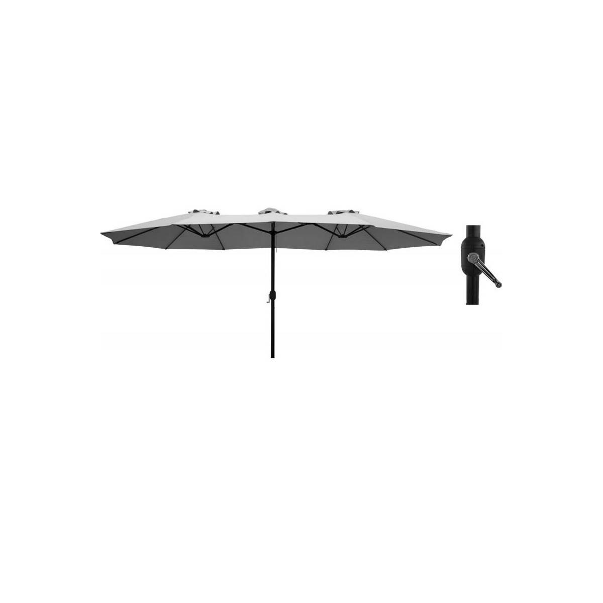 Parasol de jardin double Gris 450 x 265 x H 240cm Mât Ø48mm Toile polyester 180gr/m2 Robuste KZ GARDEN - Imagen 8