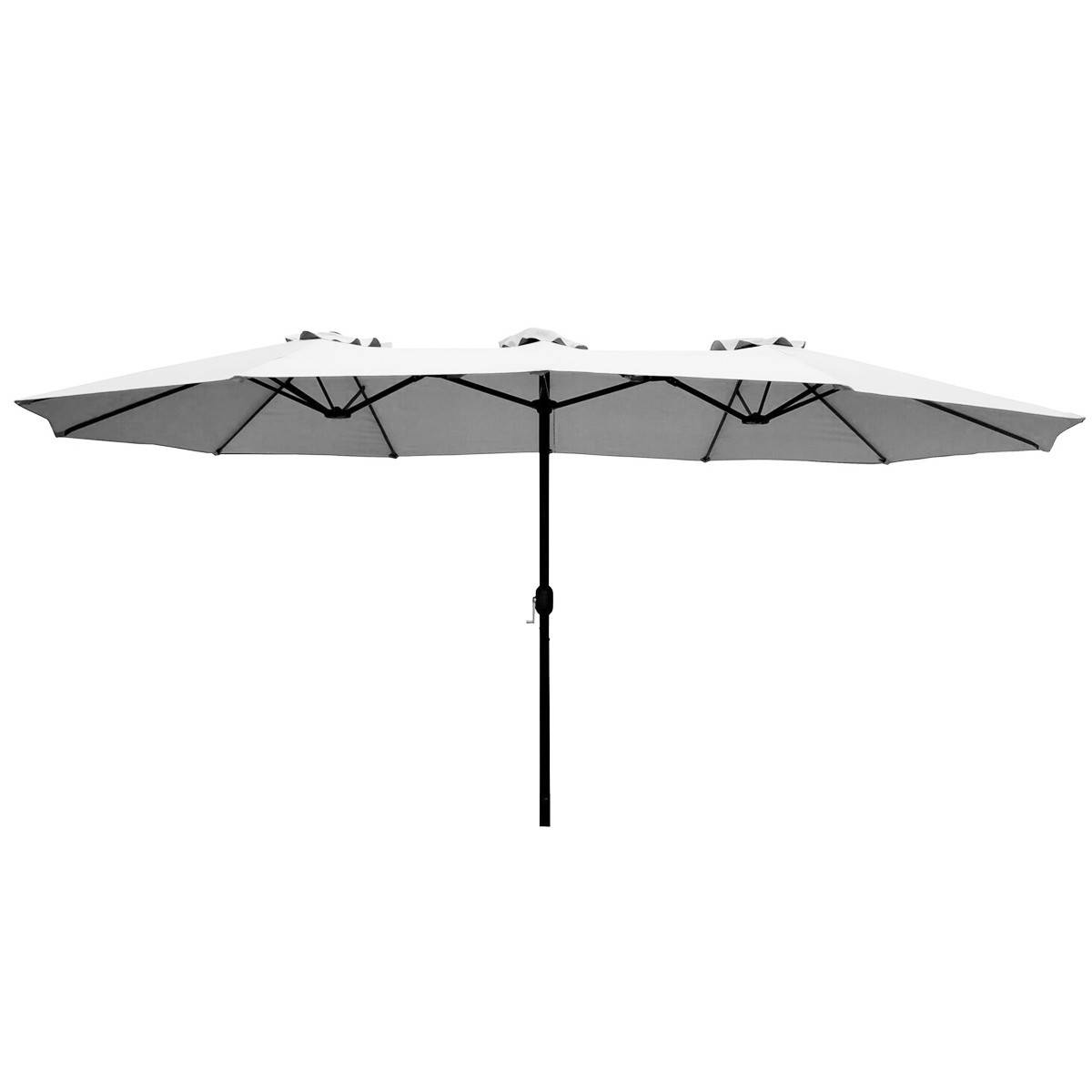 Parasol de jardin double Gris 450 x 265 x H 240cm Mât Ø48mm Toile polyester 180gr/m2 Robuste KZ GARDEN - Imagen 7