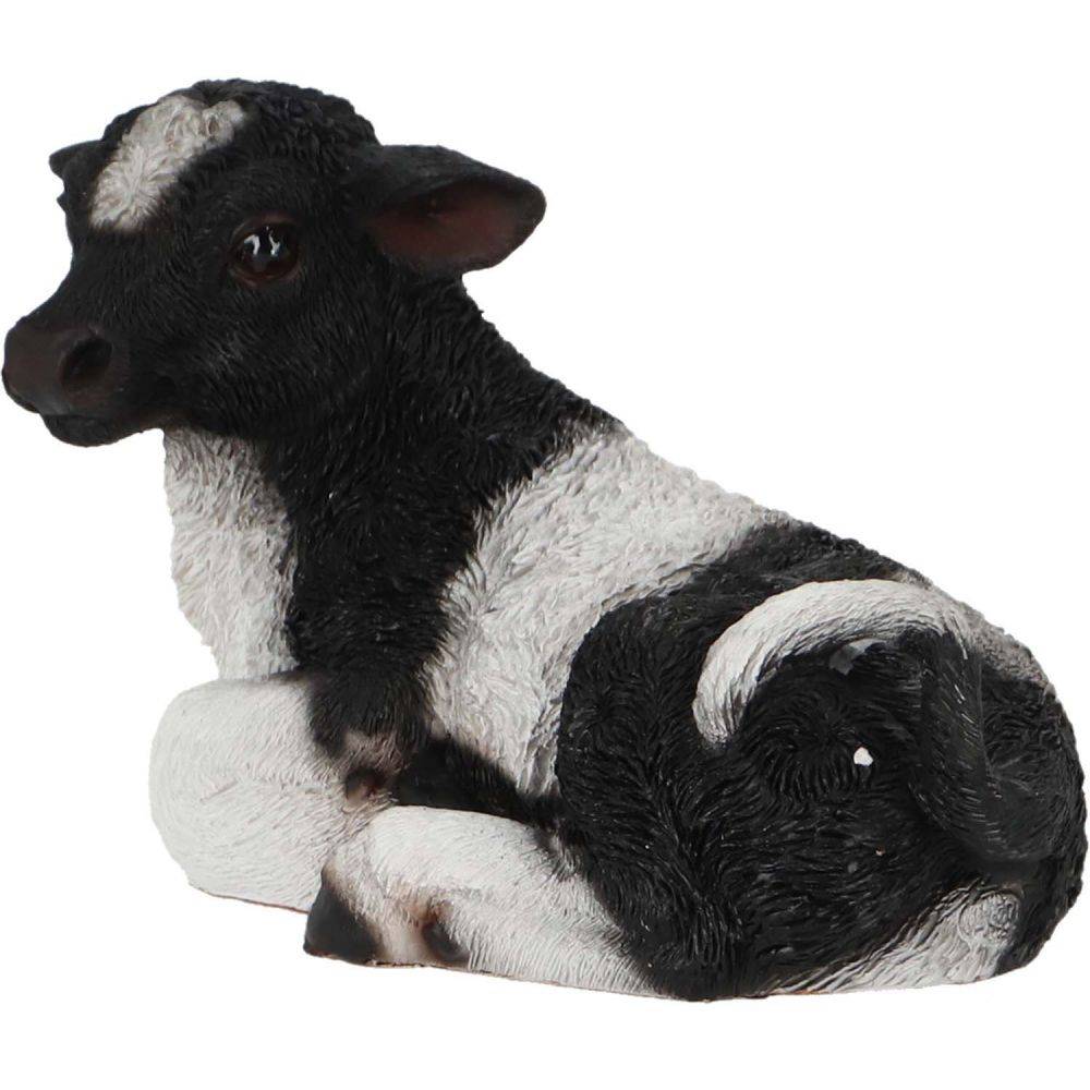 Esschert Design - Veau noir et blanc couché en résine Petit modèle True To Nature - Imagen 3