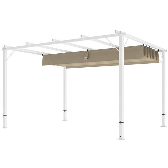 Pergola toit rétractable aluminium terrasse protection solaire 382x300cm blanc - ComfortXL Outdoor Living - Image 2