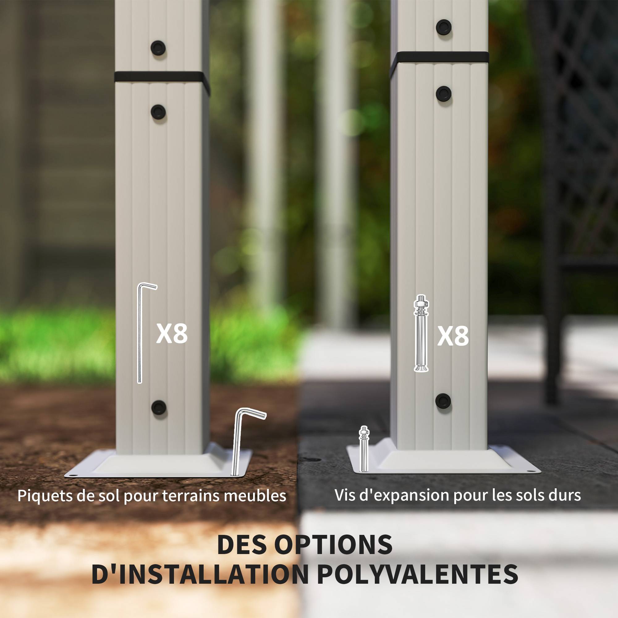 Pergola toit rétractable aluminium terrasse protection solaire 382x300cm blanc - ComfortXL Outdoor Living - Image 8