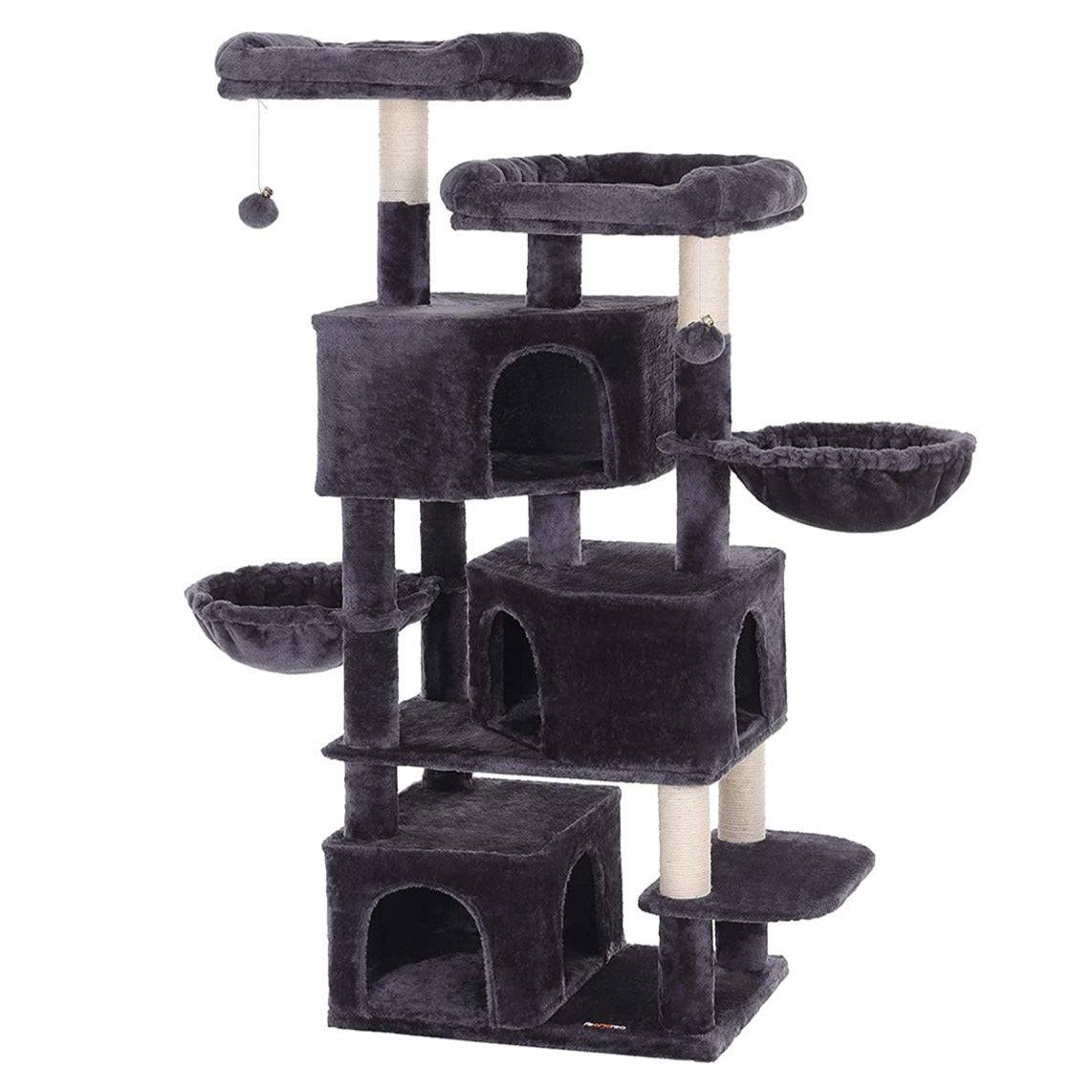 Helloshop26 - Grand arbre à chat avec 3 niches 164 cm de hauteur gris foncé - Imagen 1