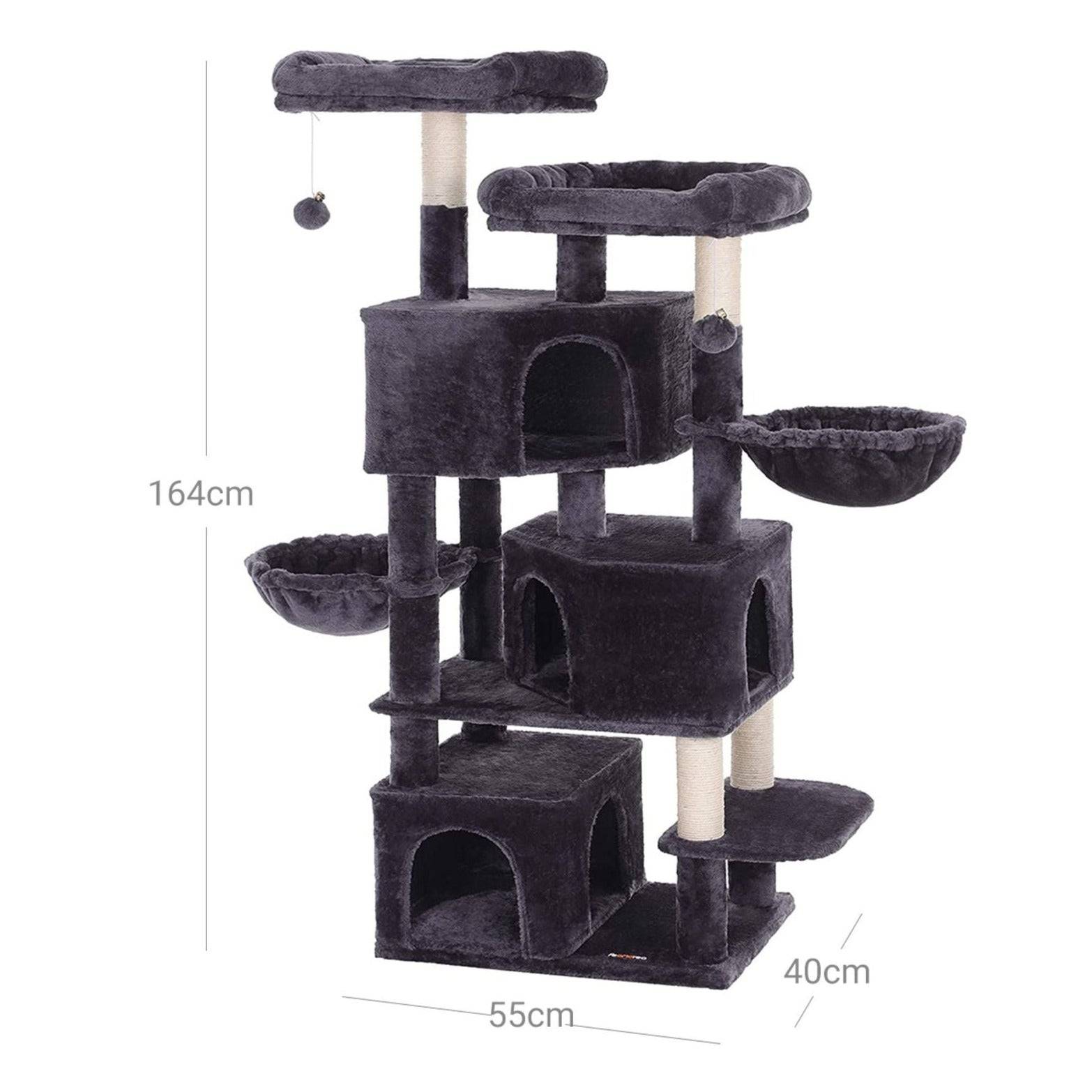 Helloshop26 - Grand arbre à chat avec 3 niches 164 cm de hauteur gris foncé - Imagen 2