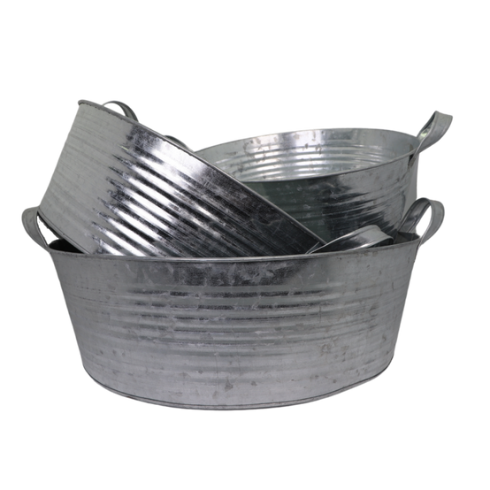 ~ Set de 3 coupes rondes en métal gris Ø.30-34-39.5 cm Chemin de campagne - Imagen 1