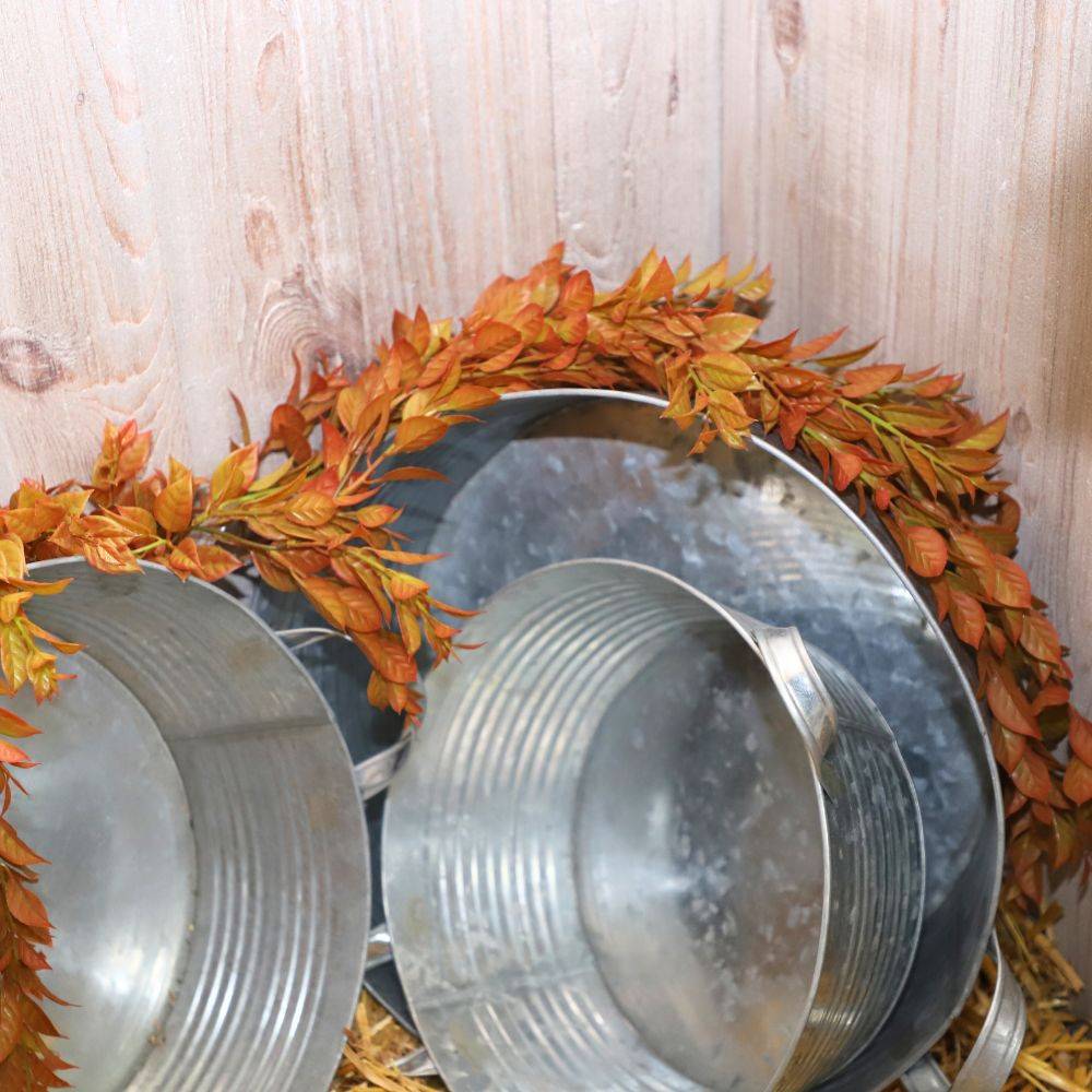 ~ Set de 3 coupes rondes en métal gris Ø.30-34-39.5 cm Chemin de campagne - Imagen 2