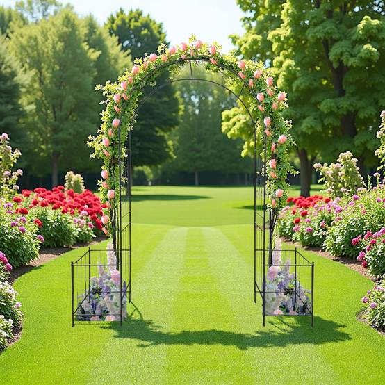 Arche jardin métal noir 202 x 50 x 218 cm - PANGIVO - Image 2