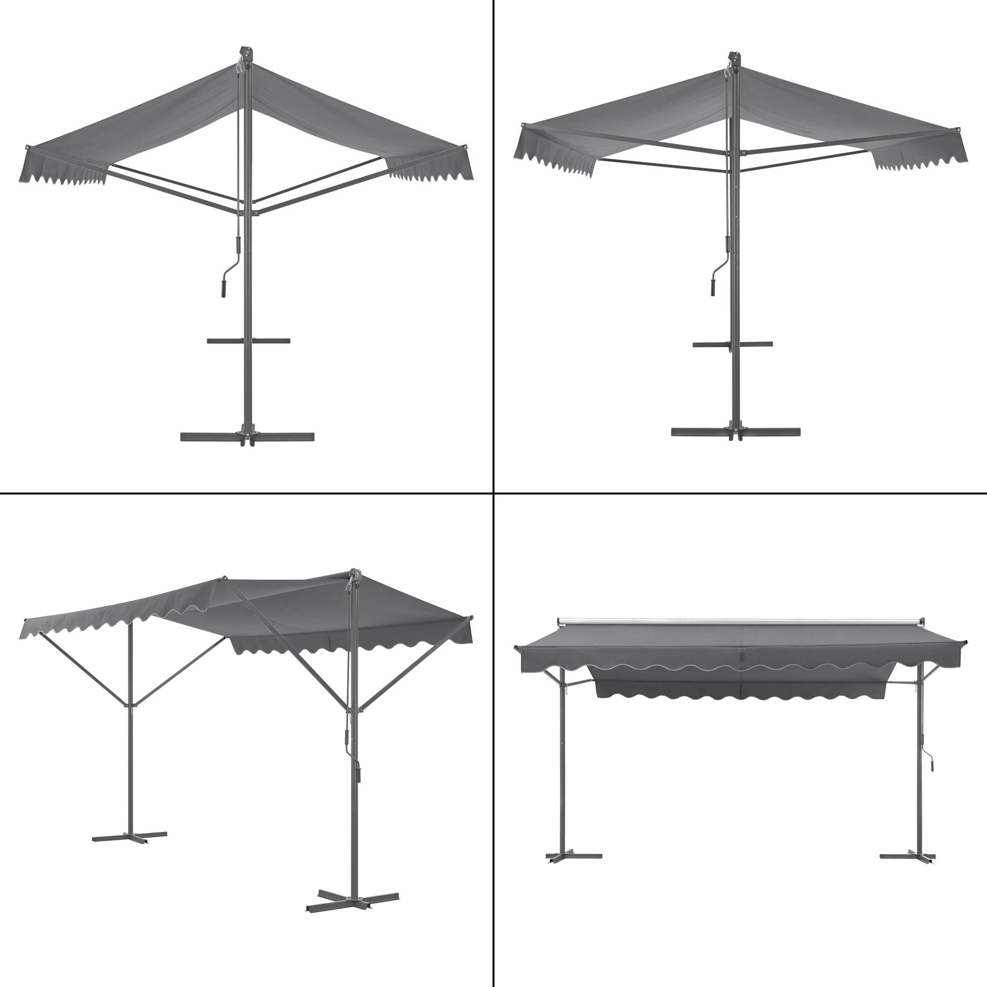 Helloshop26 - Store banne autoportant à double pente 300 x 300 x 260 cm gris foncé - Imagen 4