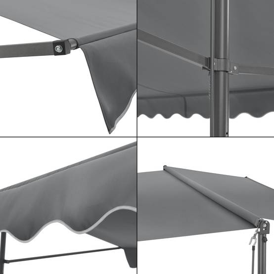Helloshop26 - Store banne autoportant à double pente 300 x 300 x 260 cm gris foncé - Imagen 5