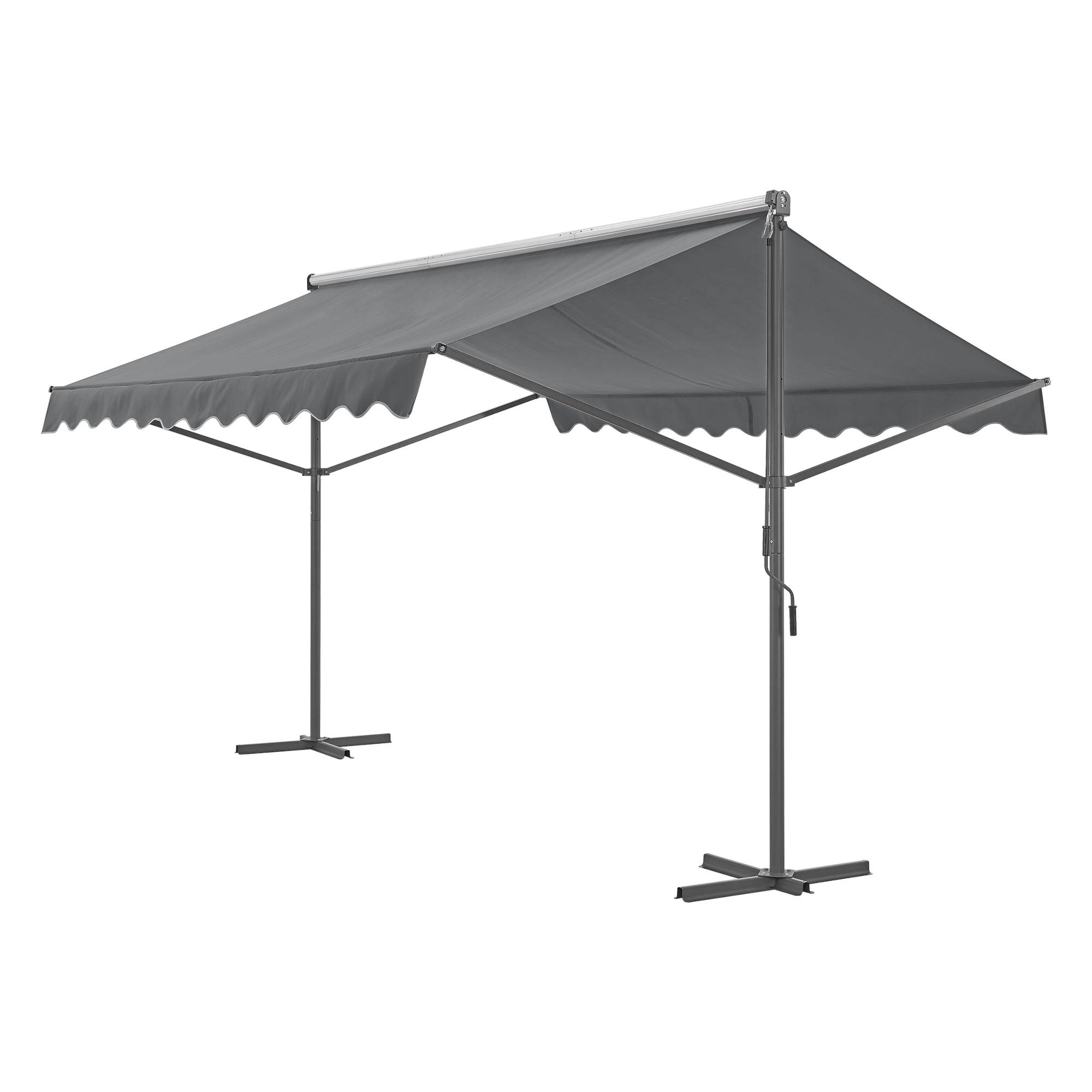 Helloshop26 - Store banne autoportant à double pente 300 x 300 x 260 cm gris foncé - Imagen 1