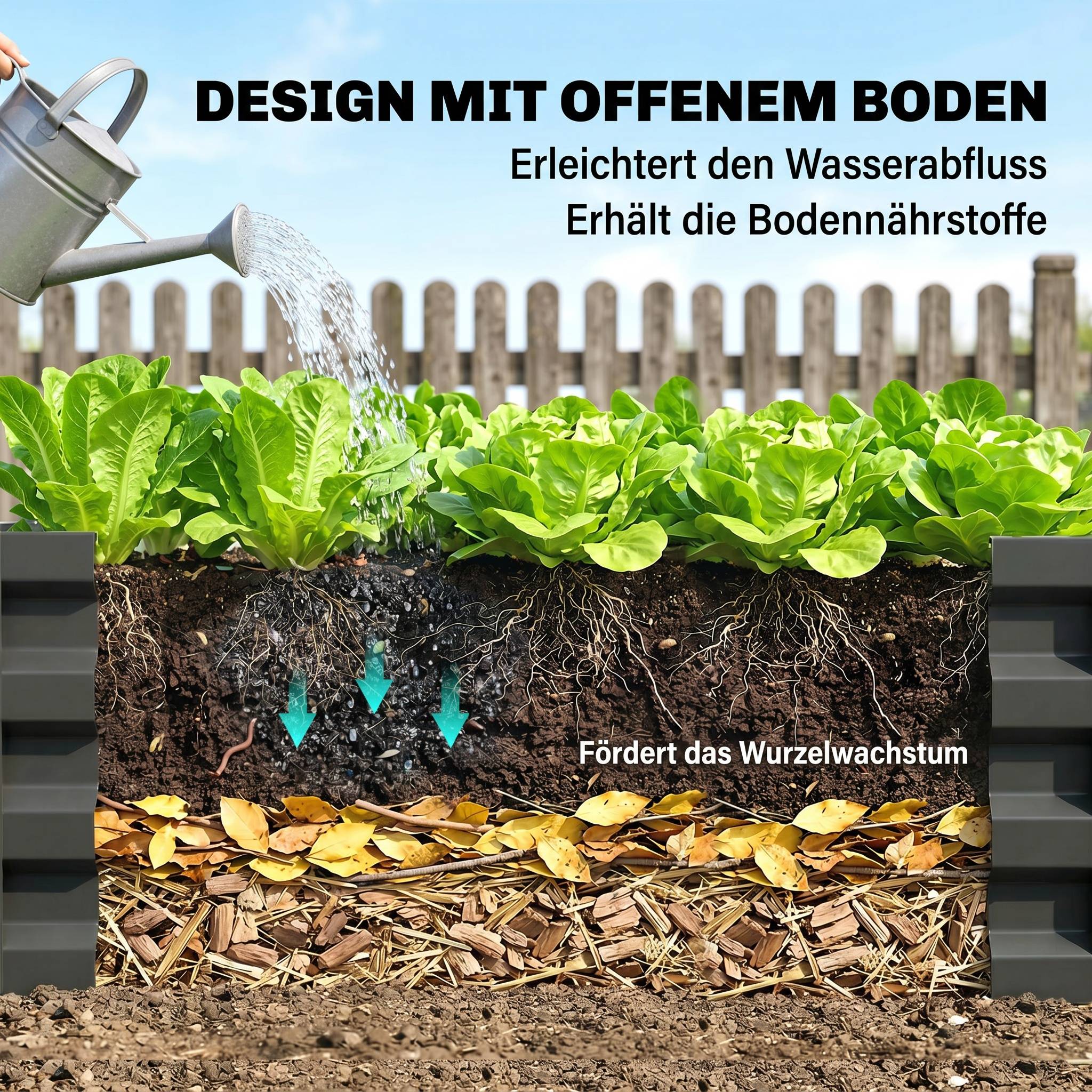 Jardinière surélevée, résistante intempéries, fond ouvert, acier galvanisé, 120x60x30,5 cm, gris - Image 8