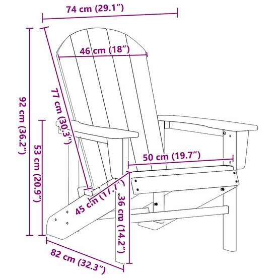 Chaise de jardin | Chaise Adirondack Blanc 82 x 74 x 92 cm HDPE - Image 8