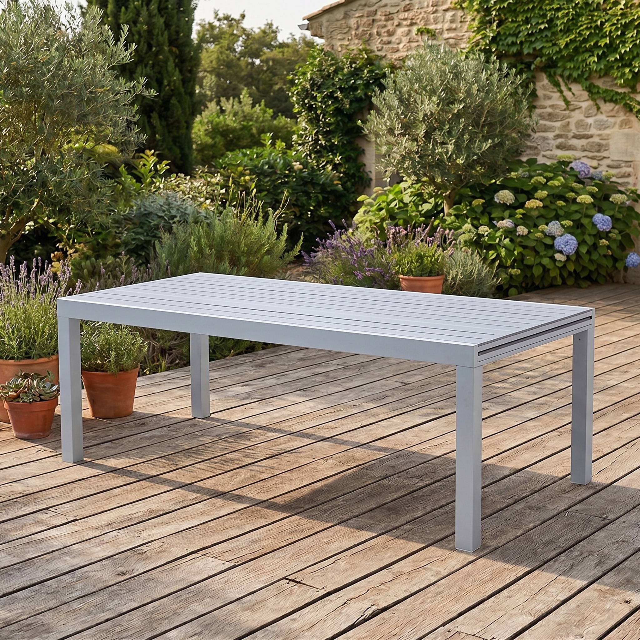 Wilsa Garden - Table de jardin aluminium 8/12 P extensible décors bois TULUM - Imagen 1
