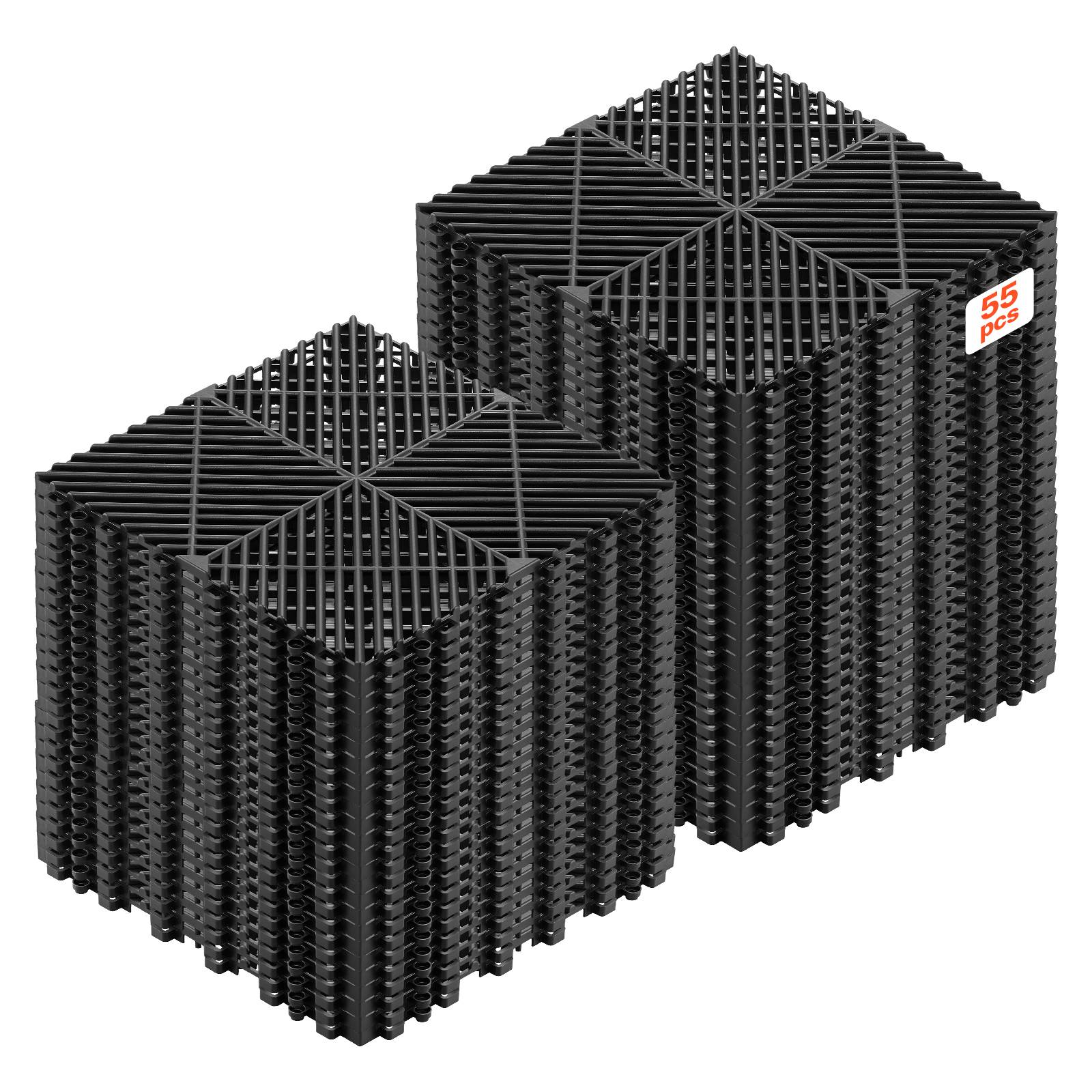 Vevor - VEVOR Dalles de sol clipsables en PP, lot de 55, 310x310 mm, système emboîtable antidérapant pour garages, piscines, terrasses, noir. - Image 1