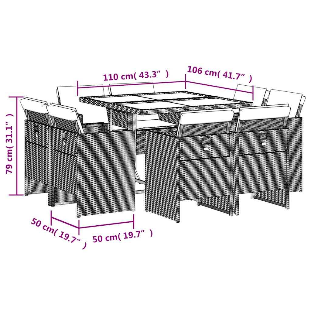 Ensemble Repas Compact 8 Places Gain de Place Table Bois et Fauteuils Noirs – ComfortXL Outdoor Living - Image 8