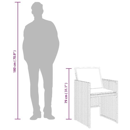 Ensemble Repas Compact 8 Places Gain de Place Table Bois et Fauteuils Noirs – ComfortXL Outdoor Living - Image 10