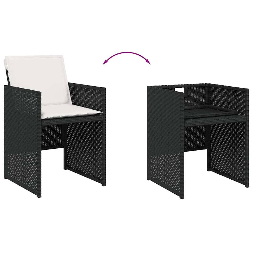 Ensemble Repas Compact 8 Places Gain de Place Table Bois et Fauteuils Noirs – ComfortXL Outdoor Living - Image 5