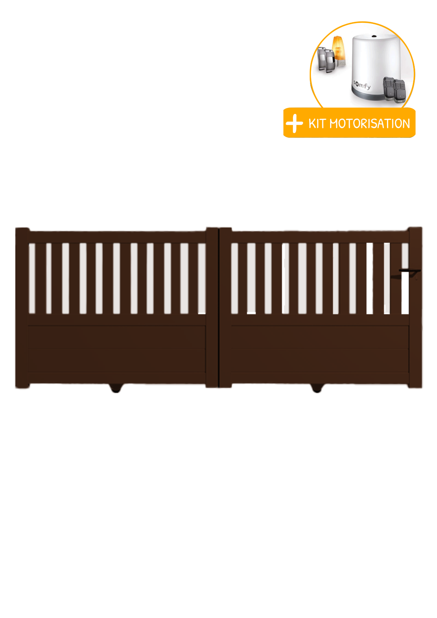 Portail Packit - Portail alu coulissant semi-ajouré en kit +MOT dim. L.3000 (entre piliers) X H.1300 mm  Marron (RAL 1247)