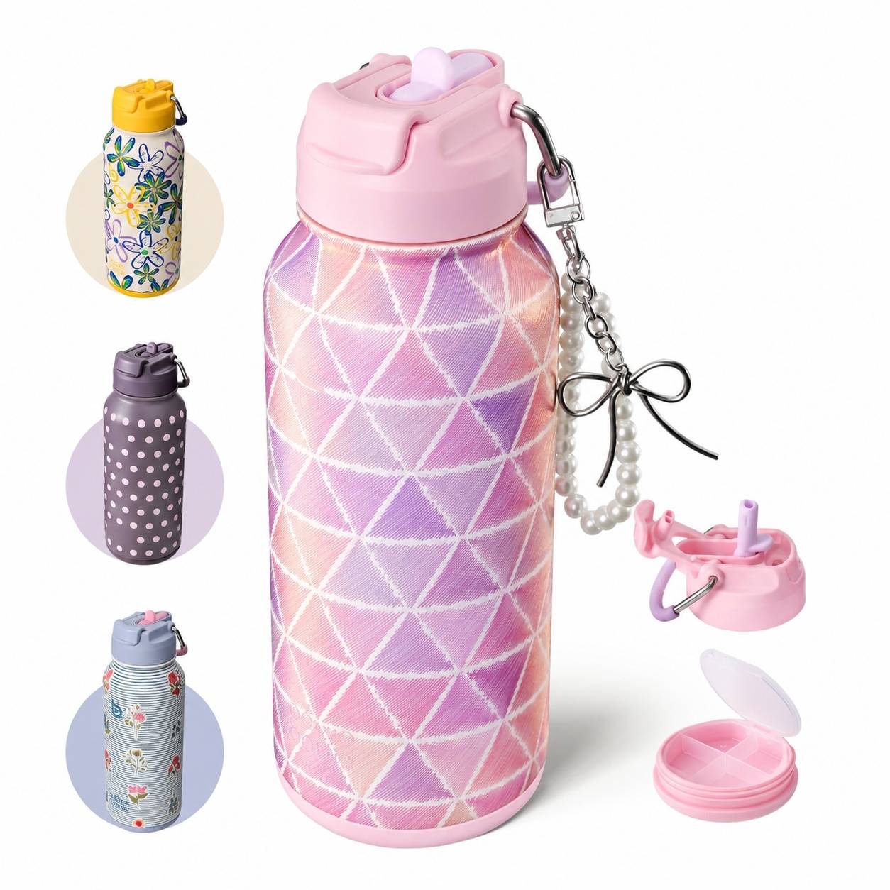 Bouteille Eau Acier Inoxydable 32oz Couvercle Double Usage Poignée Transport Facile - Image 1