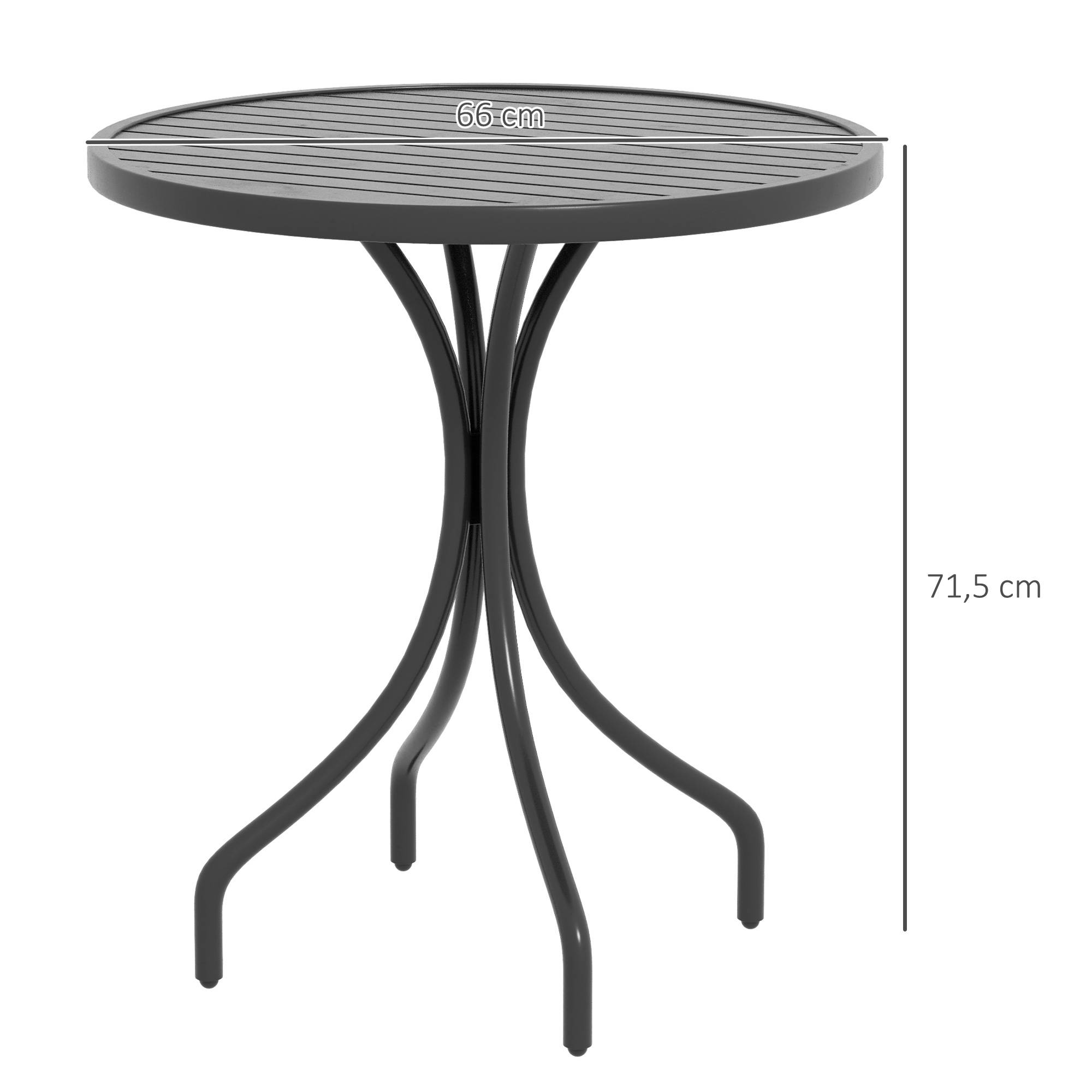ComfortXL - Table jardin ronde acier galvanisé balcon style bistrot plateau lattes noir - ComfortXL Outdoor Living - Image 5