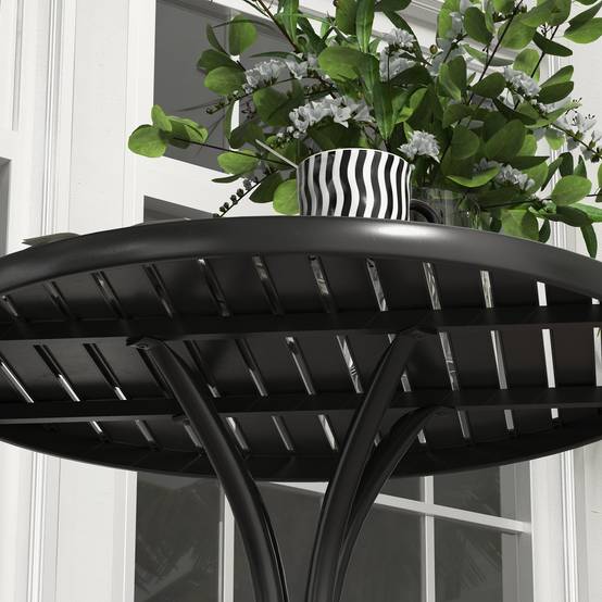 ComfortXL - Table jardin ronde acier galvanisé balcon style bistrot plateau lattes noir - ComfortXL Outdoor Living - Image 10