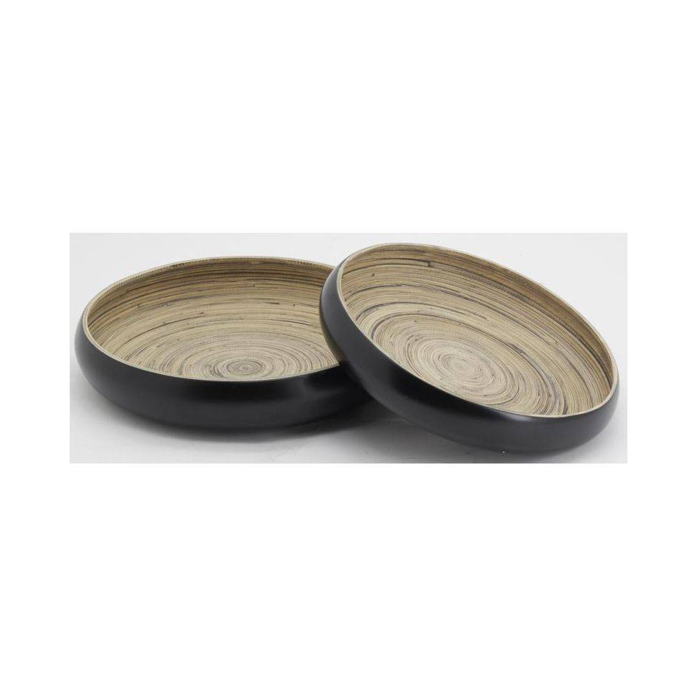 Aubry Gaspard - Plateaux ronds en bambou naturel et noir (lot de 2) - Imagen 2