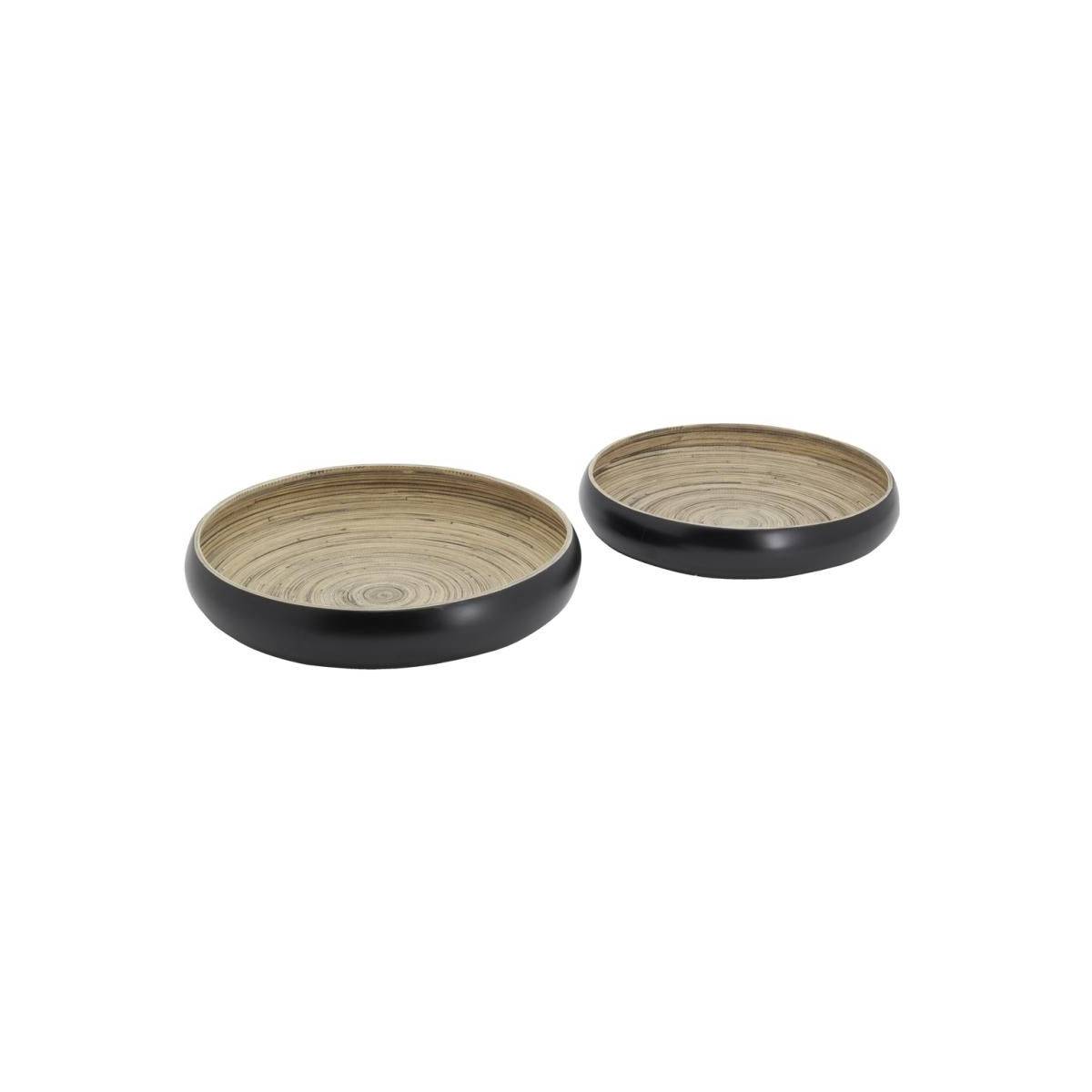 Aubry Gaspard - Plateaux ronds en bambou naturel et noir (lot de 2) - Imagen 1