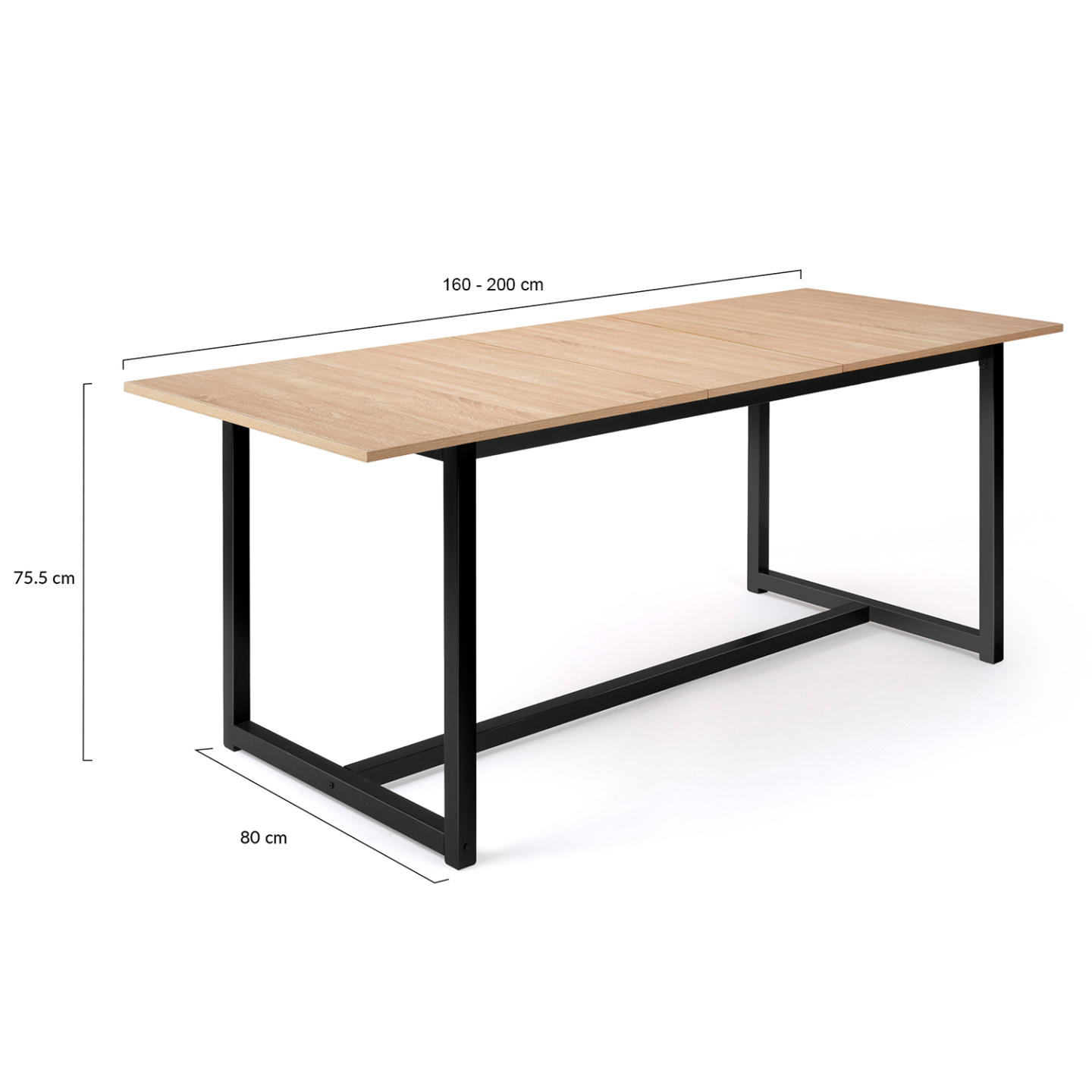 Table à manger extensible rectangle DETROIT 6-10 personnes design industriel 160-200 cm - Image 5