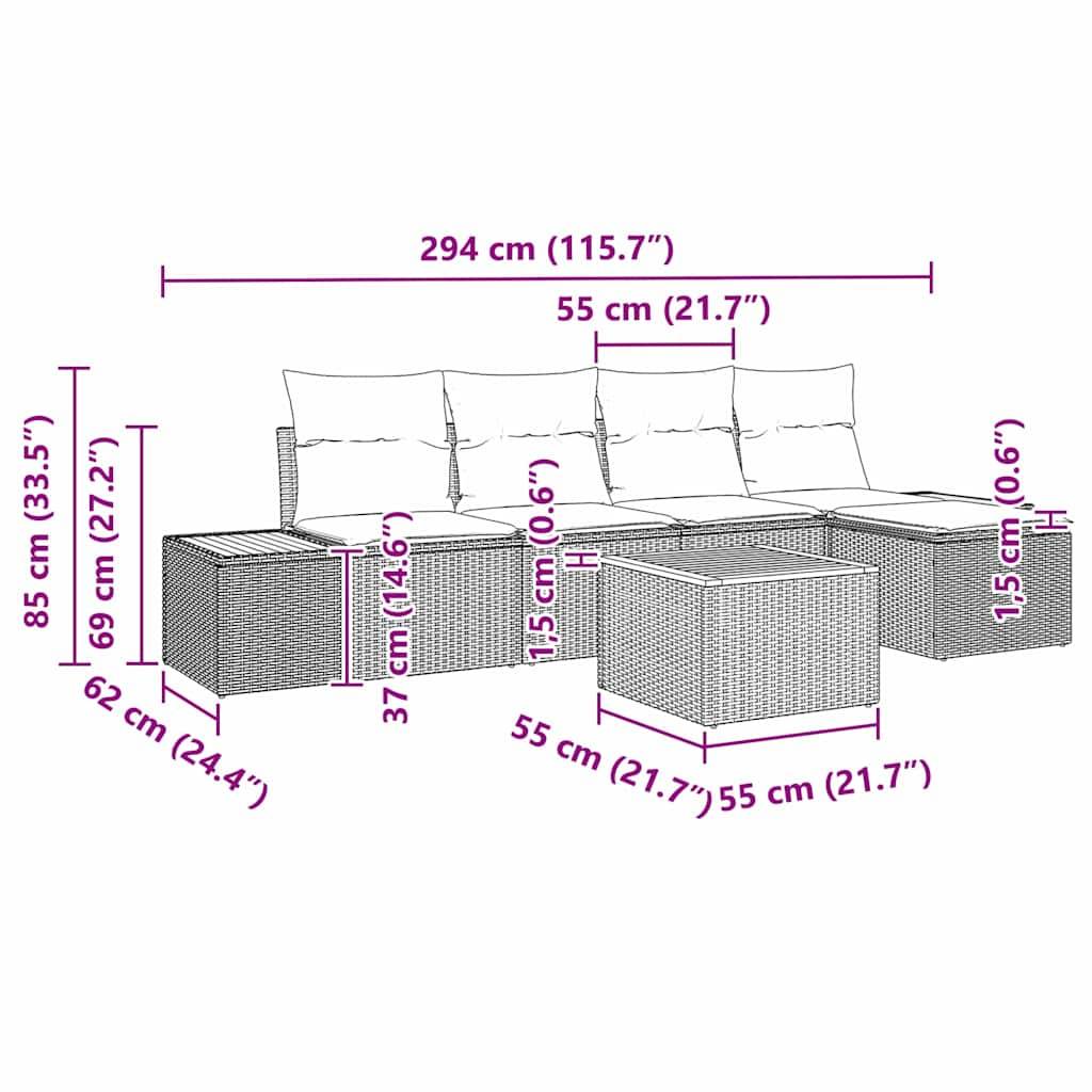 ComfortXL - Salon de jardin modulable 6 pcs 5 places en polyrotin avec table et coussins Gris – ComfortXL Outdoor Living - Image 9