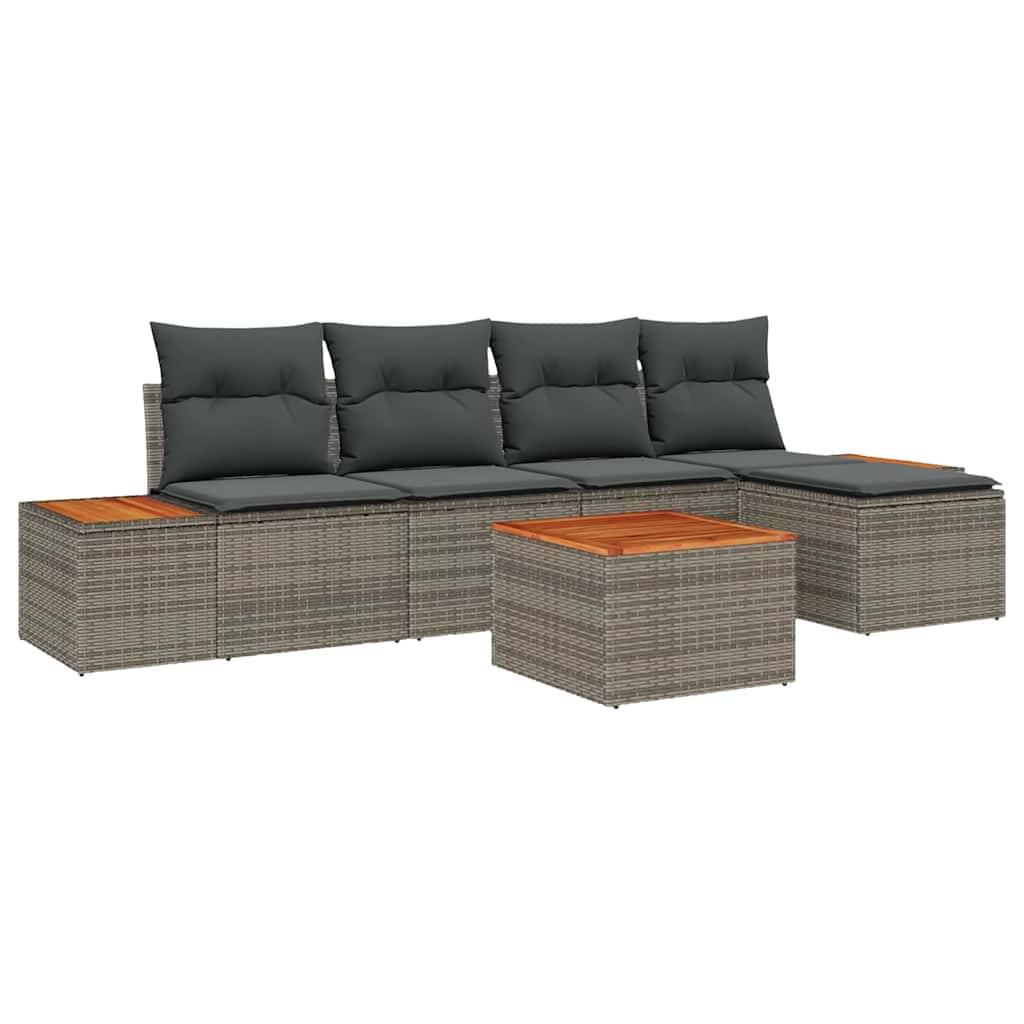 ComfortXL - Salon de jardin modulable 6 pcs 5 places en polyrotin avec table et coussins Gris – ComfortXL Outdoor Living - Image 2