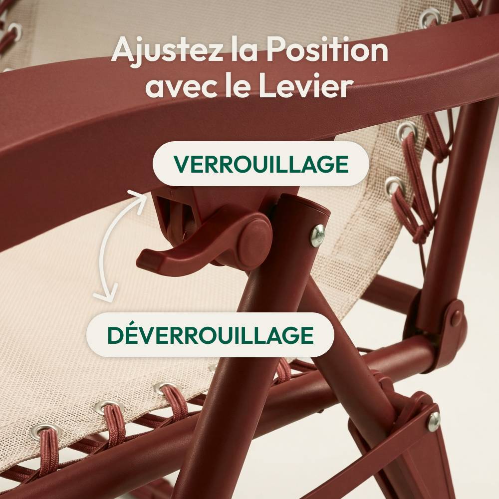 Chaise pliante Zéro Gravité Terracotta, fauteuil jardin inclinable CASABEL - Image 7