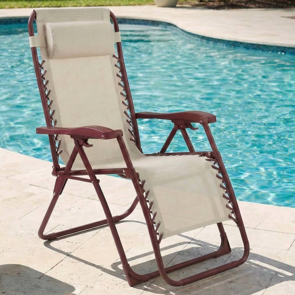 Chaise pliante Zéro Gravité Terracotta, fauteuil jardin inclinable CASABEL