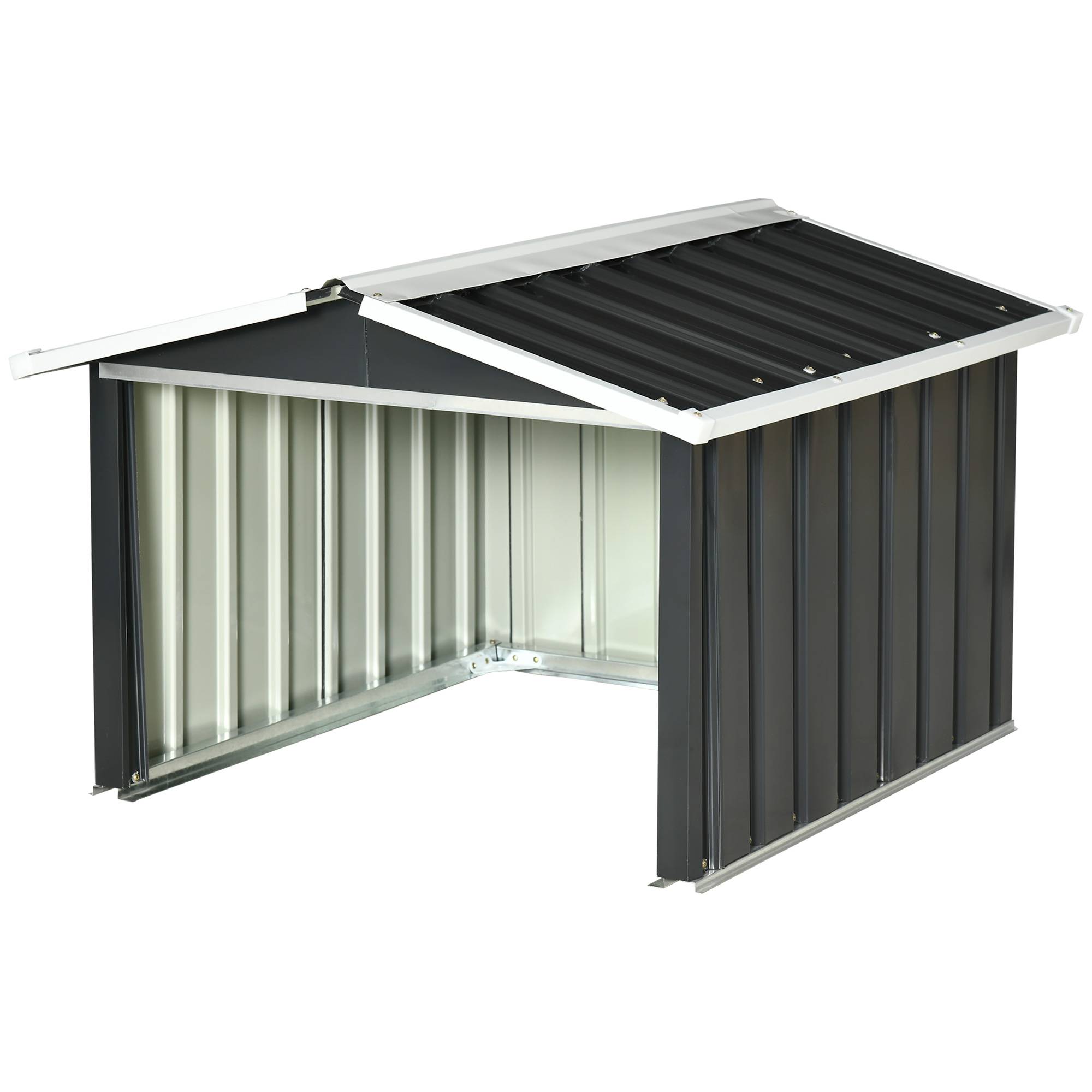 Garage tondeuse robot jardin en tôle acier grise, abri extérieur protection pluie soleil pour robot tondeuse - Image 2