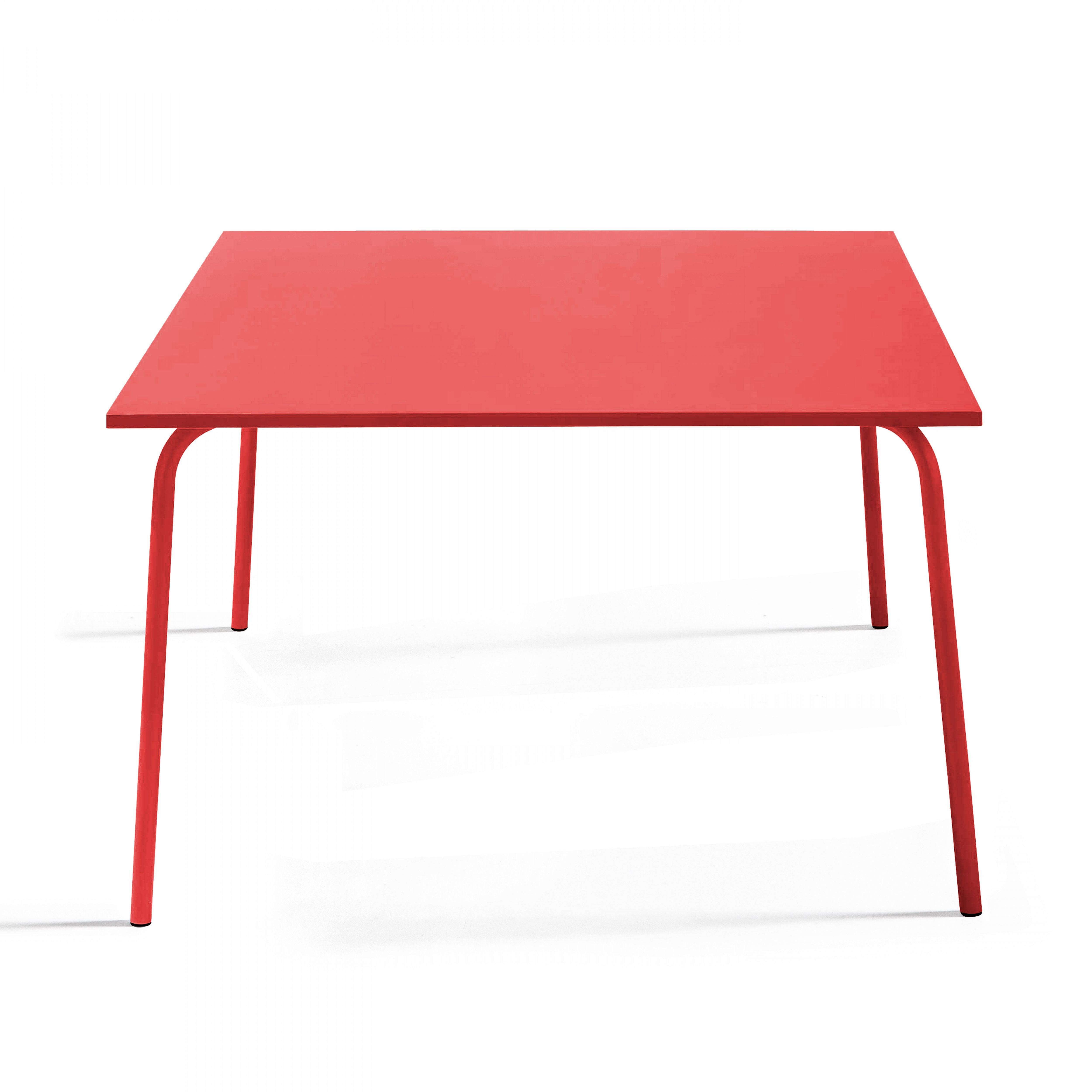 Oviala - Ensemble table de jardin carrée et 4 bancs en métal rouge Palavas - Oviala - Imagen 6