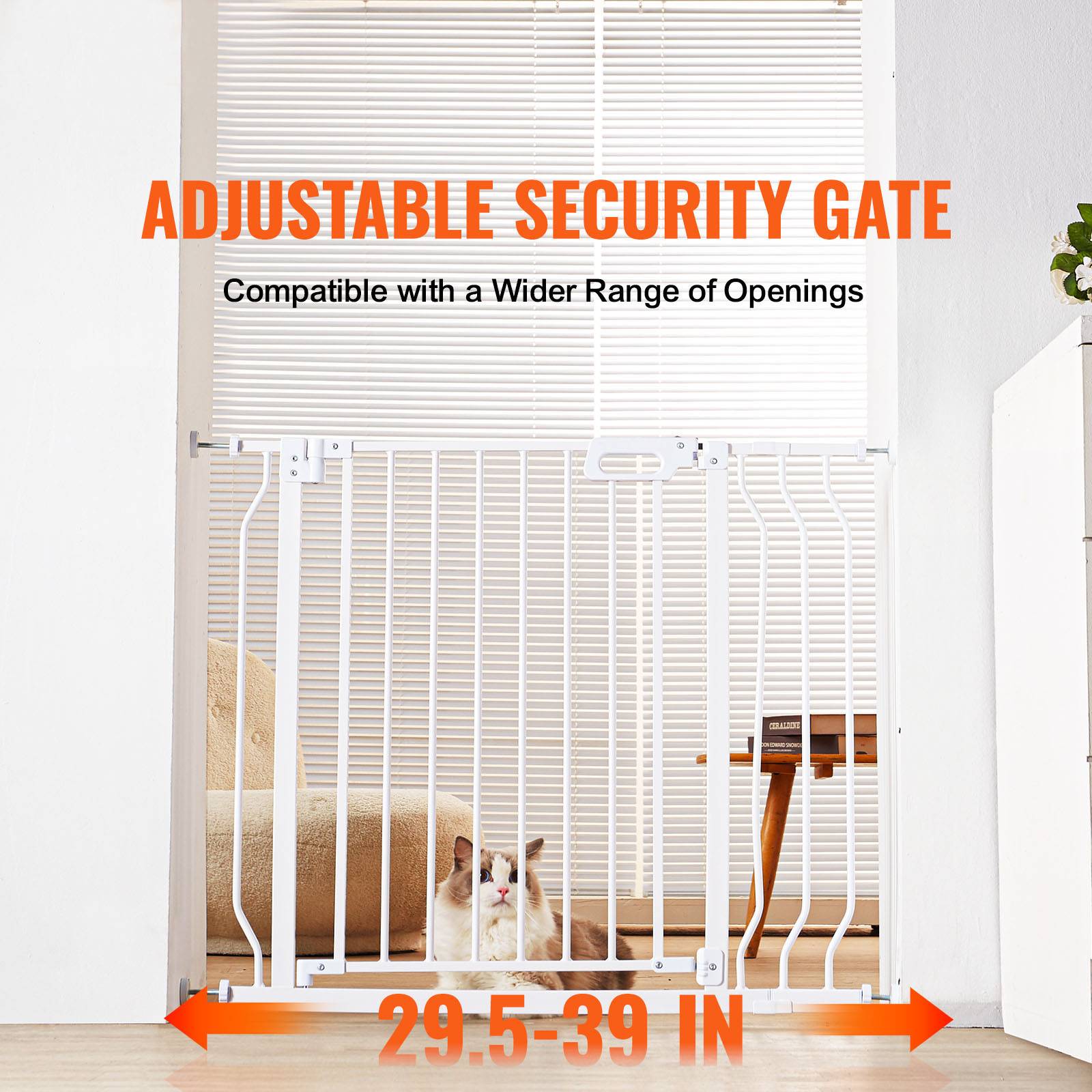 SucceBuy Barrière de sécurité extensible 75–99 cm, hauteur 76 cm, porte large 180°, fermeture automatique, sans perçage ou fixation murale. - Image 2