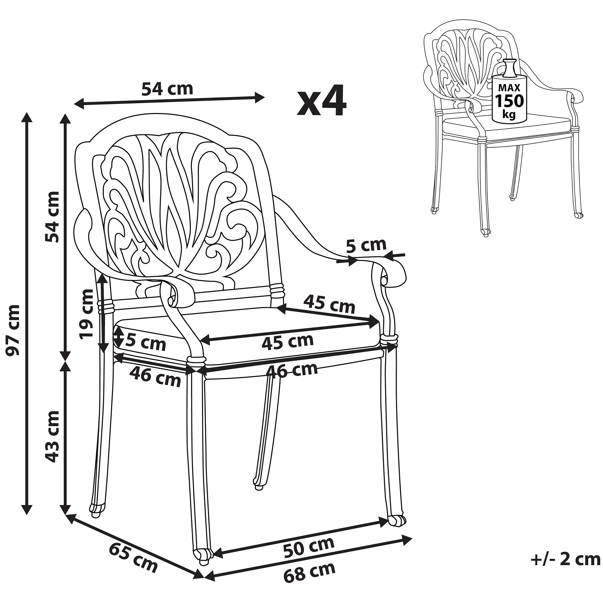Beliani - Chaise de jardin Aluminium Blanc cassé ANCONA - Beliani - Imagen 3