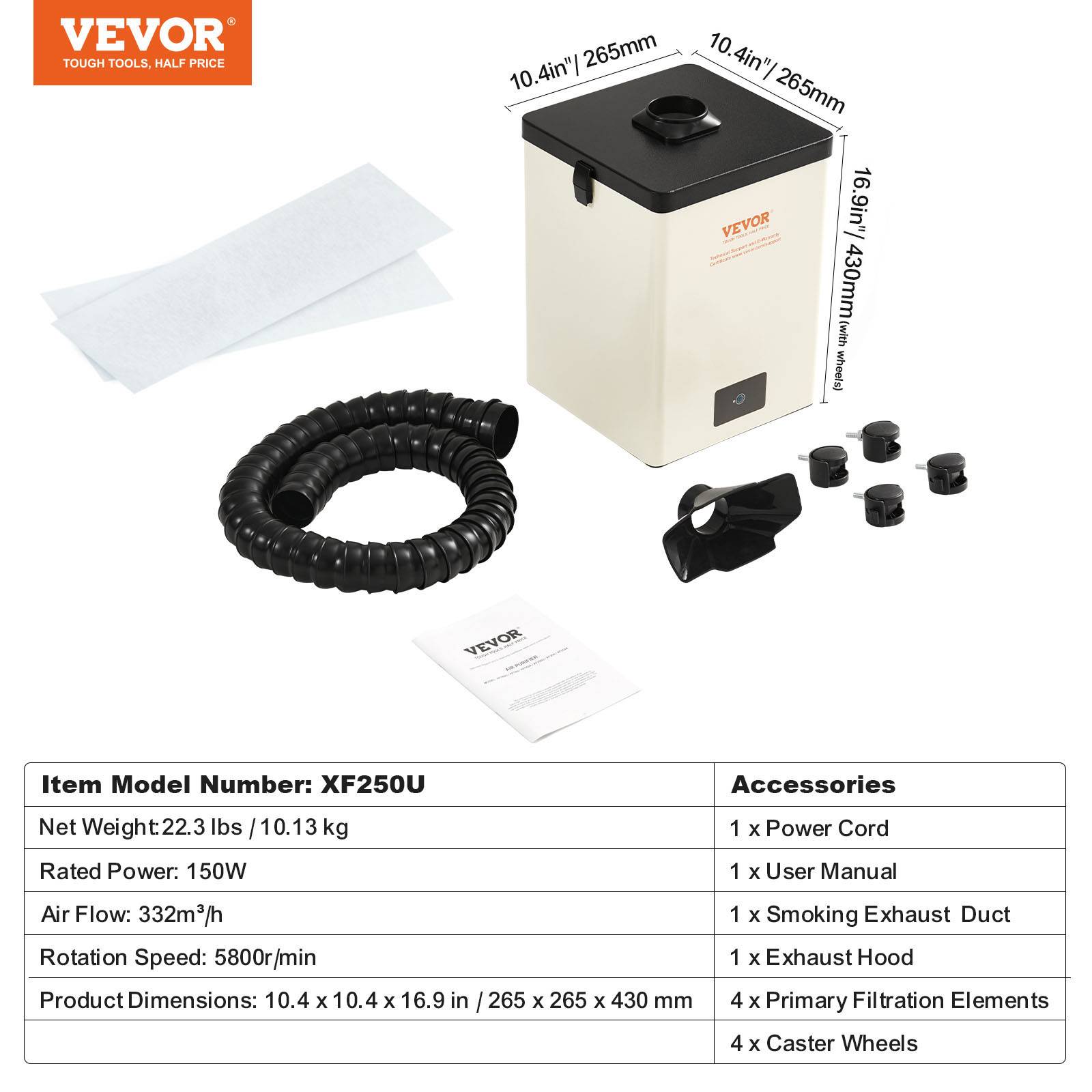 VEVOR Extracteur fumée soudage 150W, filtre 3 couches, débit 332 m³/h, compact, soudure/gravure. - Image 7