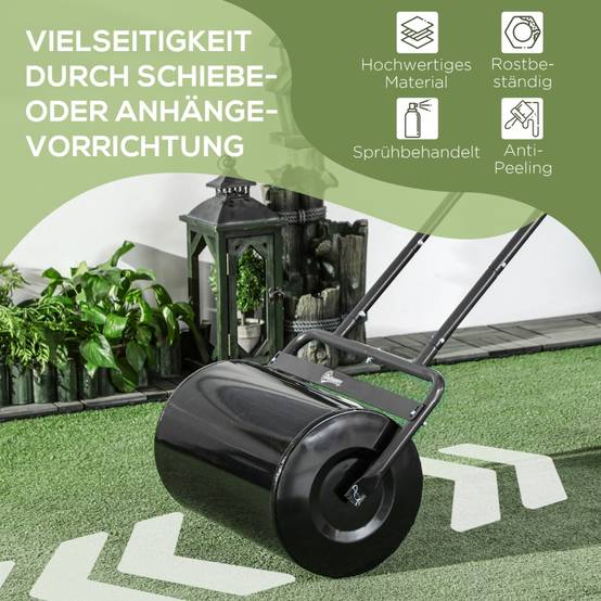 Rouleau à gazon en acier 38L pour jardin et semis Noir 50 cm – ComfortXL Outdoor Living - Image 5
