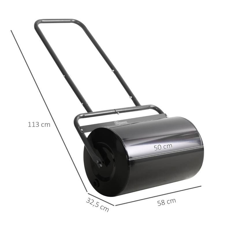 Rouleau à gazon en acier 38L pour jardin et semis Noir 50 cm – ComfortXL Outdoor Living - Image 3