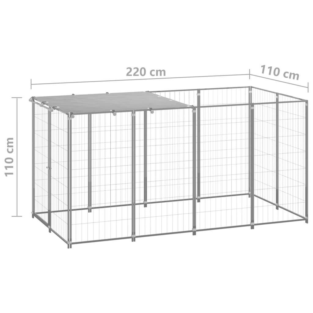 Vidaxl - Chenil Argenté 2,42 m² Acier vidaXL 3082202 - Imagen 3