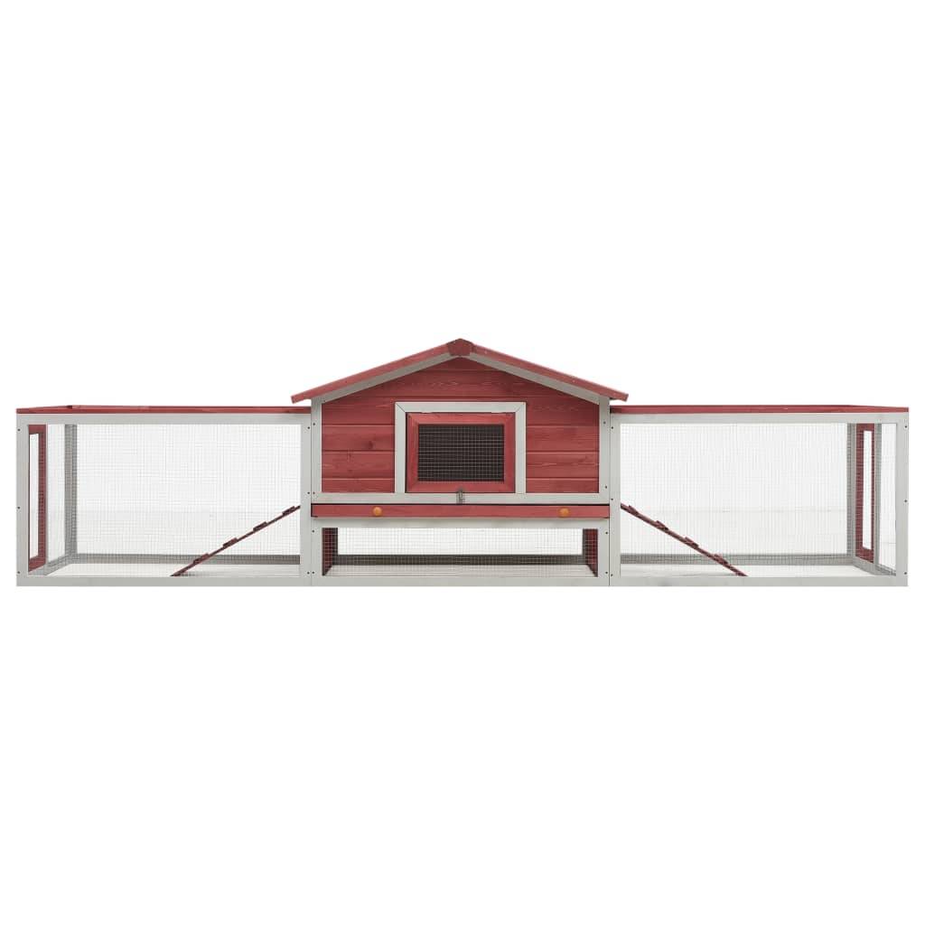 Vidaxl - Clapier Rouge 310x70x87 cm Pin massif et sapin vidaXL 170860 - Imagen 9