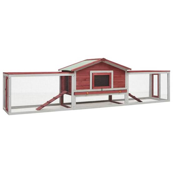 Vidaxl - Clapier Rouge 310x70x87 cm Pin massif et sapin vidaXL 170860 - Imagen 1