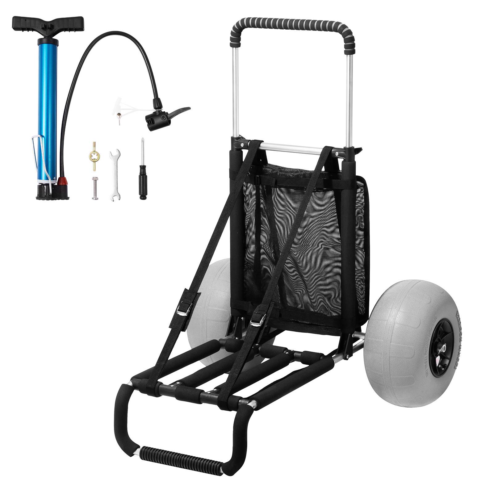 Vevor - VEVOR Chariot plage roues ballons 304 mm, plateau 760x390 mm, pliable, charge 74.8 kg, hauteur 685-1135 mm. - Image 1