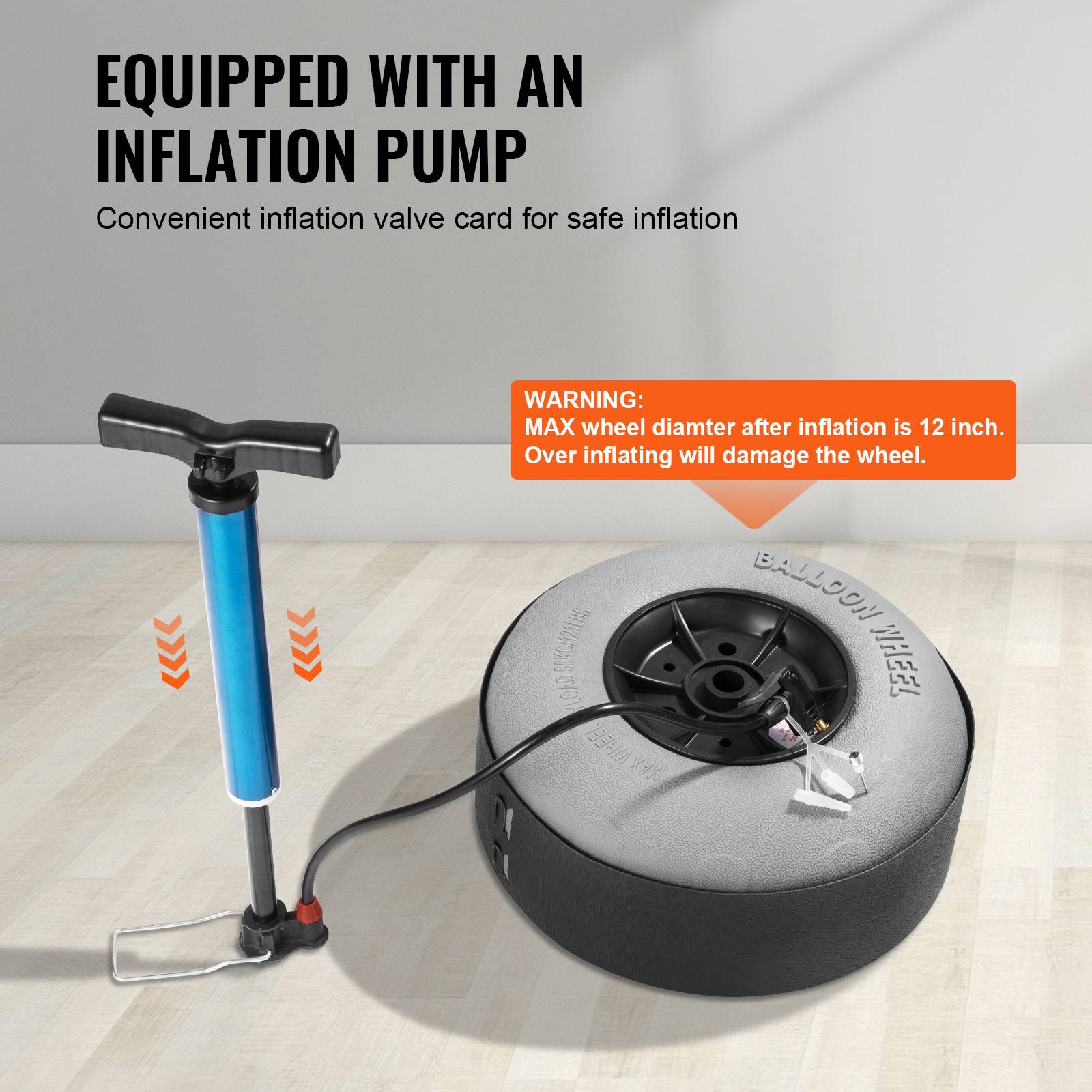 Vevor - VEVOR Chariot plage roues ballons 304 mm, plateau 760x390 mm, pliable, charge 74.8 kg, hauteur 685-1135 mm. - Image 4