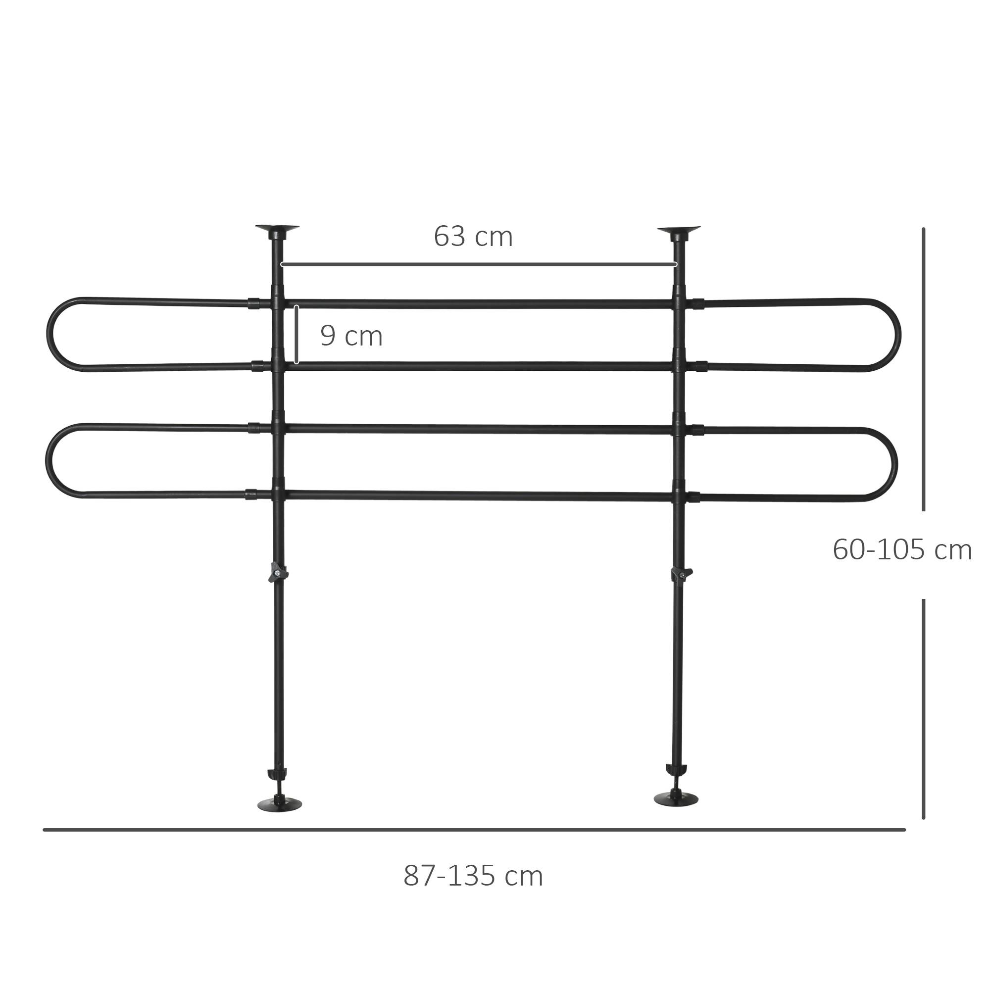Barrière sécurité chien voiture, grille acier universelle coffre, L/H réglables 87-135x60-105cm, noire - Image 5