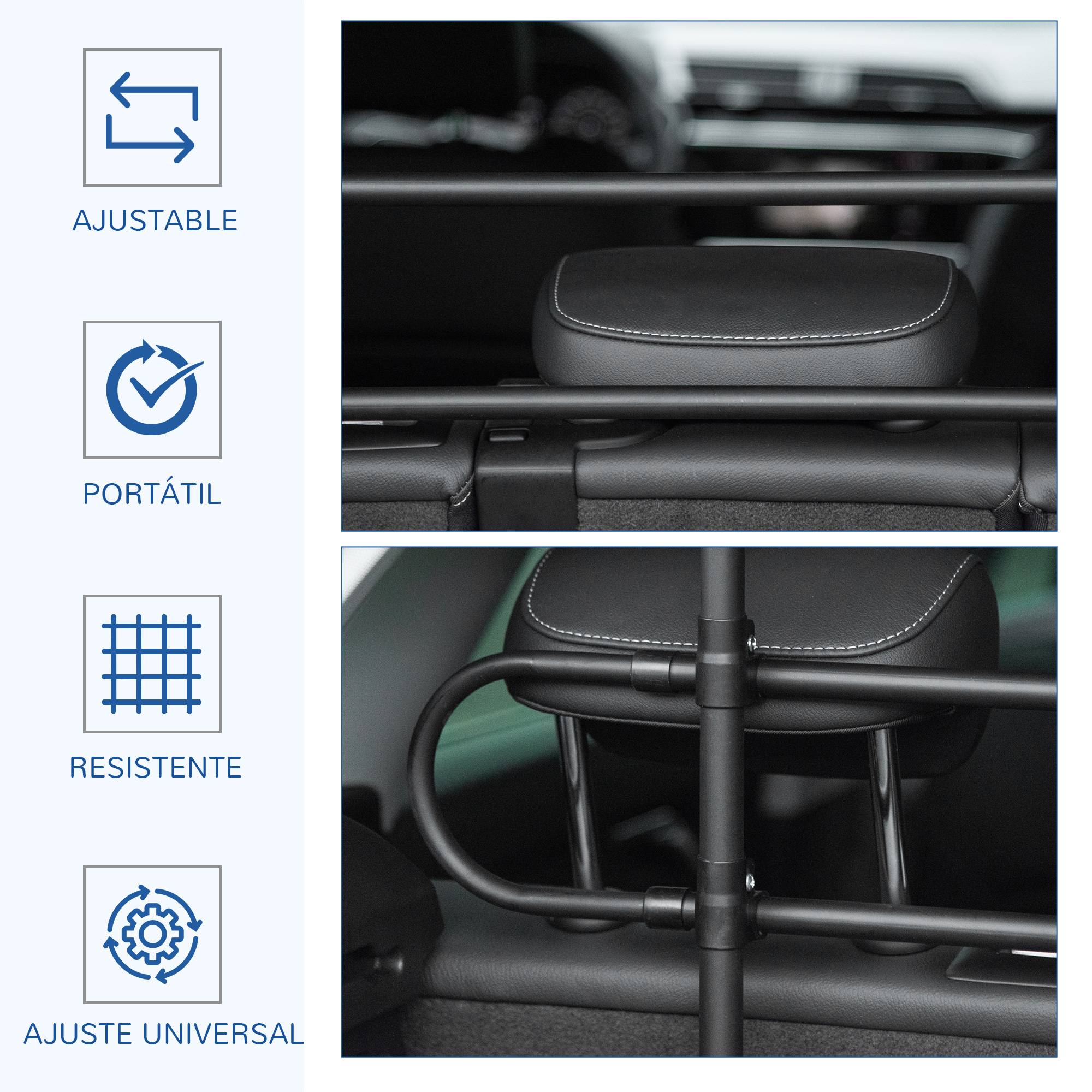 Barrière sécurité chien voiture, grille acier universelle coffre, L/H réglables 87-135x60-105cm, noire - Image 6