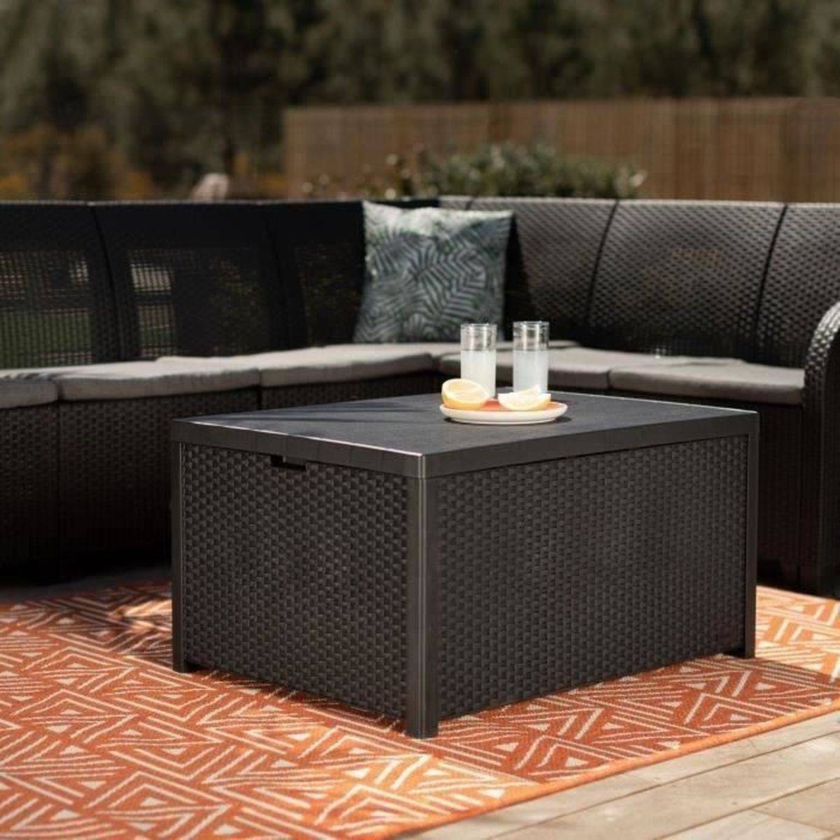 Salon de jardin d’angle 6 places avec table coffre Sanremo - Gris graphite - ALLIBERT by KETER - Image 2