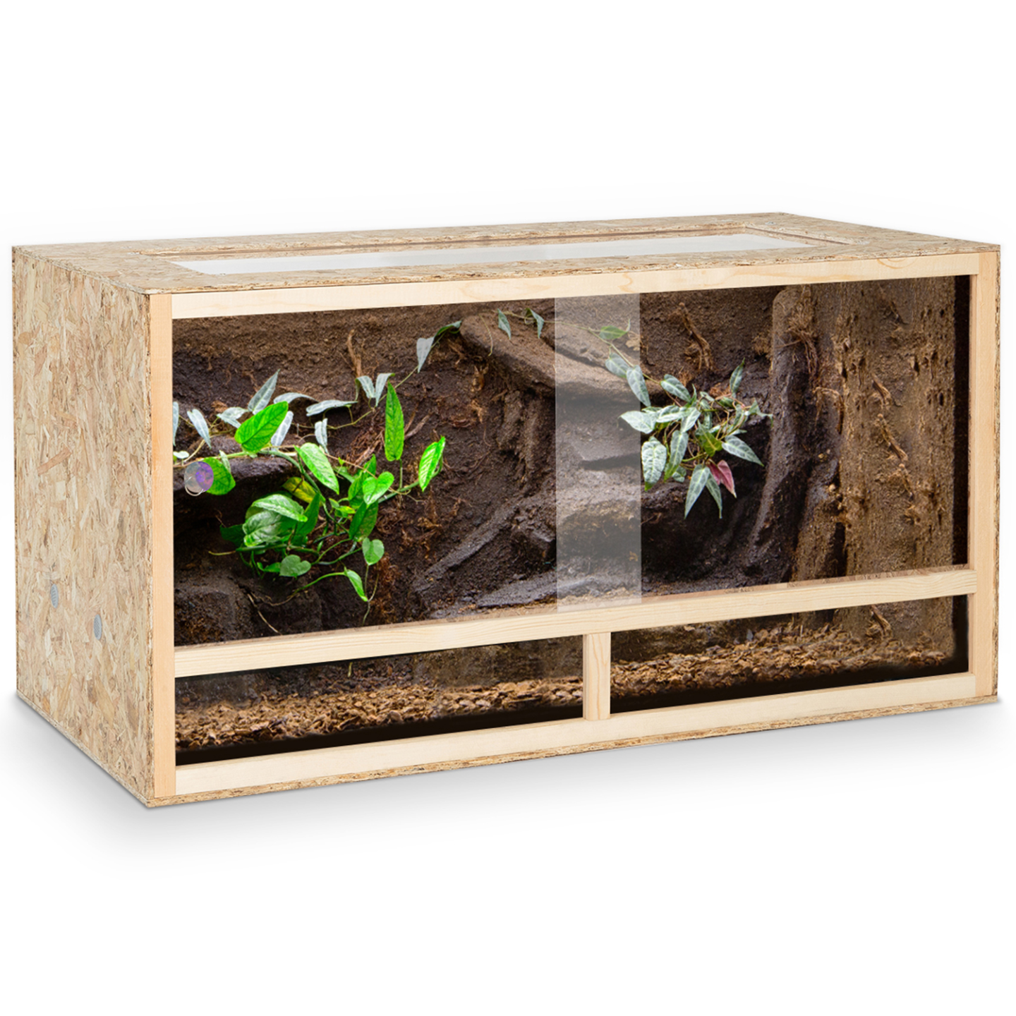 Terrarium en bois OSB pour reptiles et batraciens aérations latérales 115 cm - Image 1
