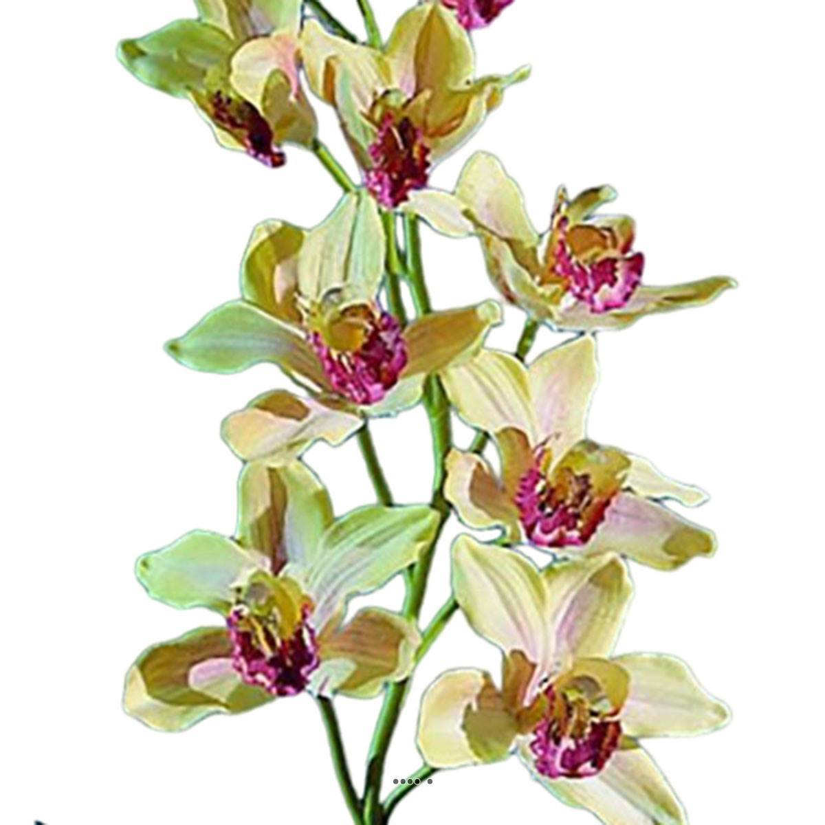 Artificielles - Grande orchidée artificielle en pot H 68 cm Jaune-rouge - couleur: Jaune-rouge - Imagen 3