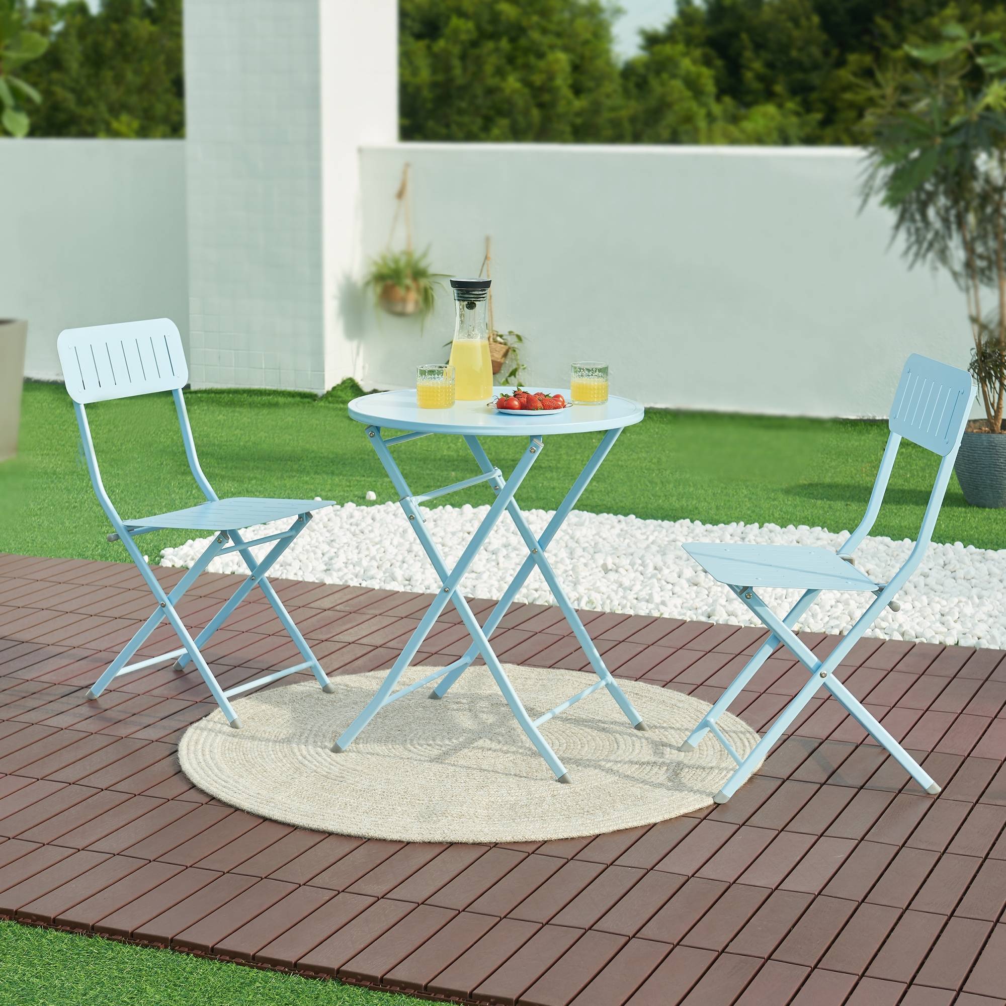 [en.casa] - Table de jardin pliante Sande 71 x 62 cm bleu ciel [en.casa] - Image 2