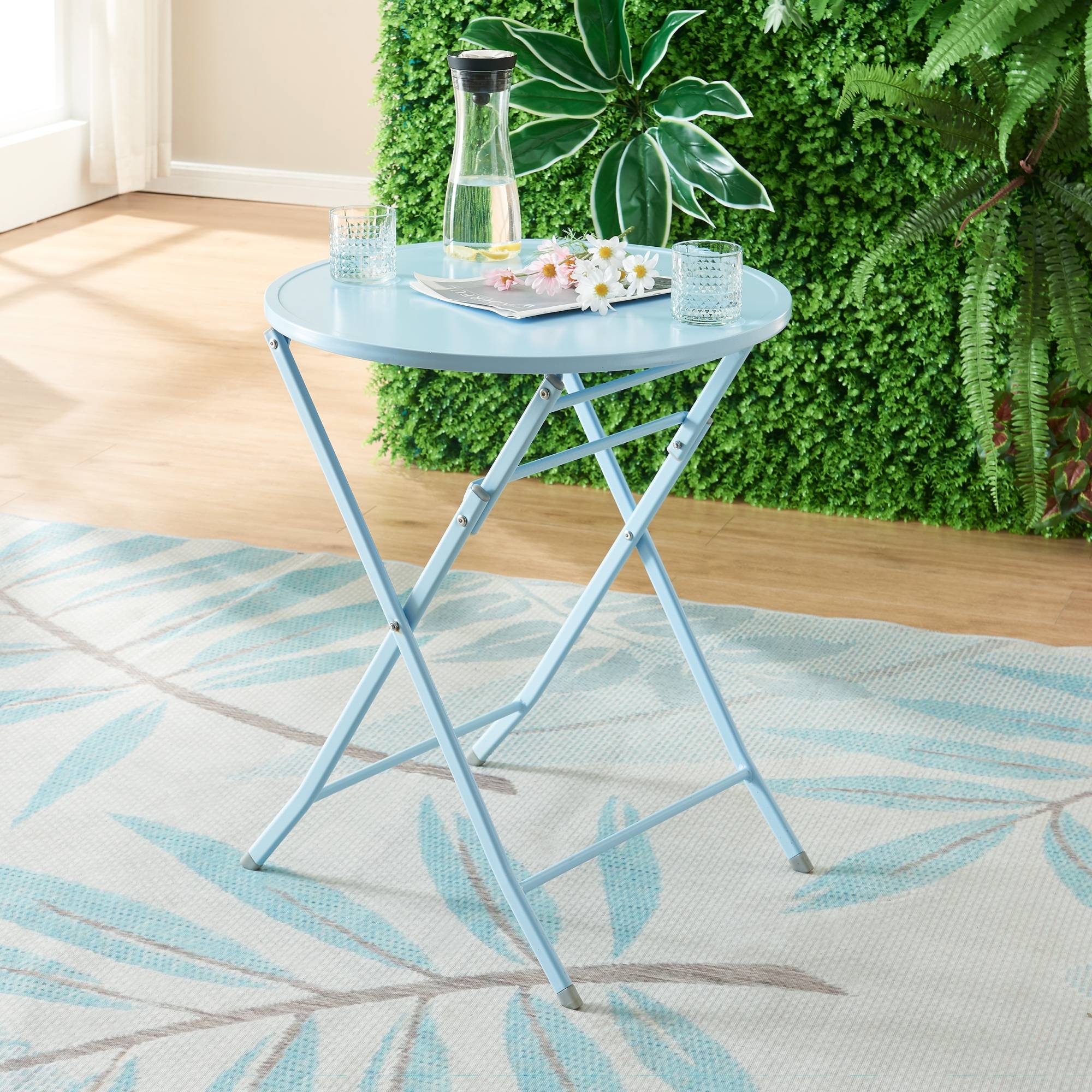 [en.casa] - Table de jardin pliante Sande 71 x 62 cm bleu ciel [en.casa] - Image 3